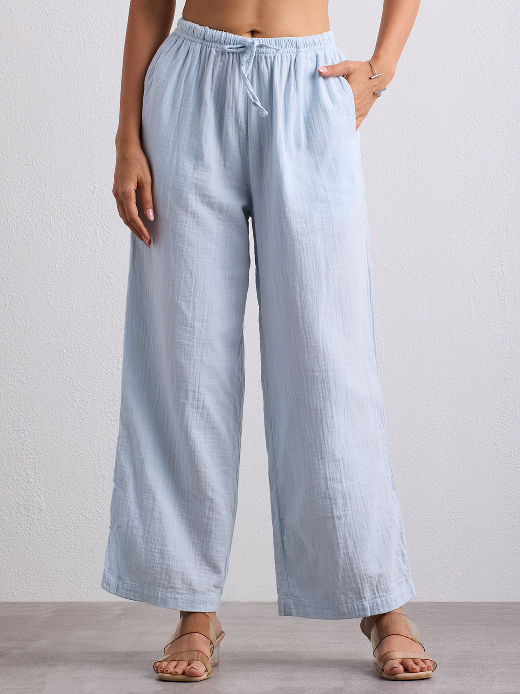 Double Cloth Textured Pant - Ice Blue