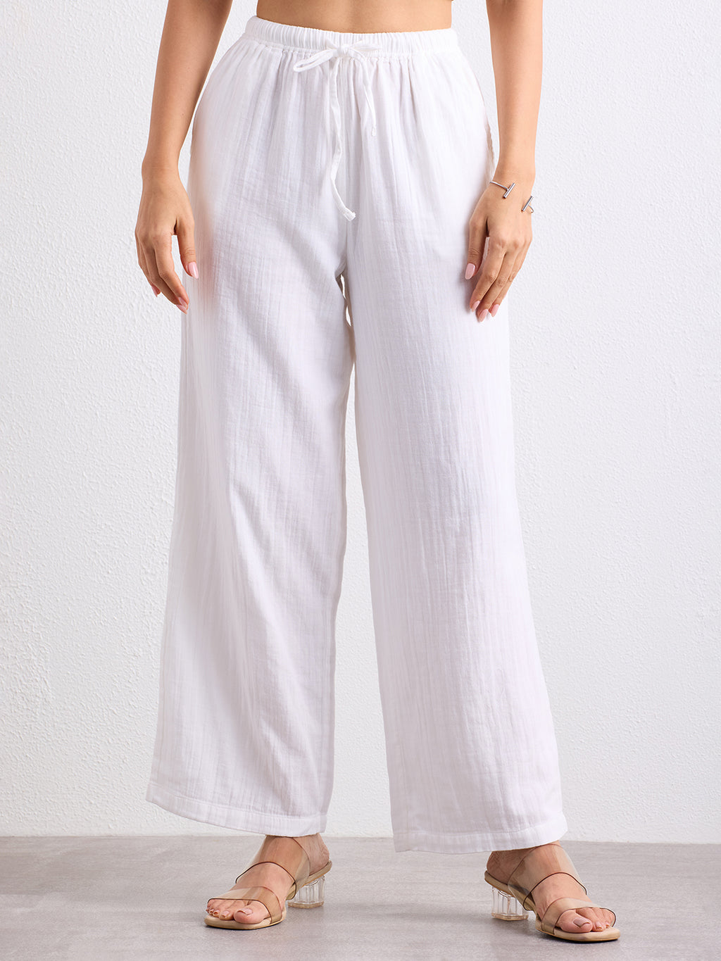 Double Cloth Textured Pant - Pearl White