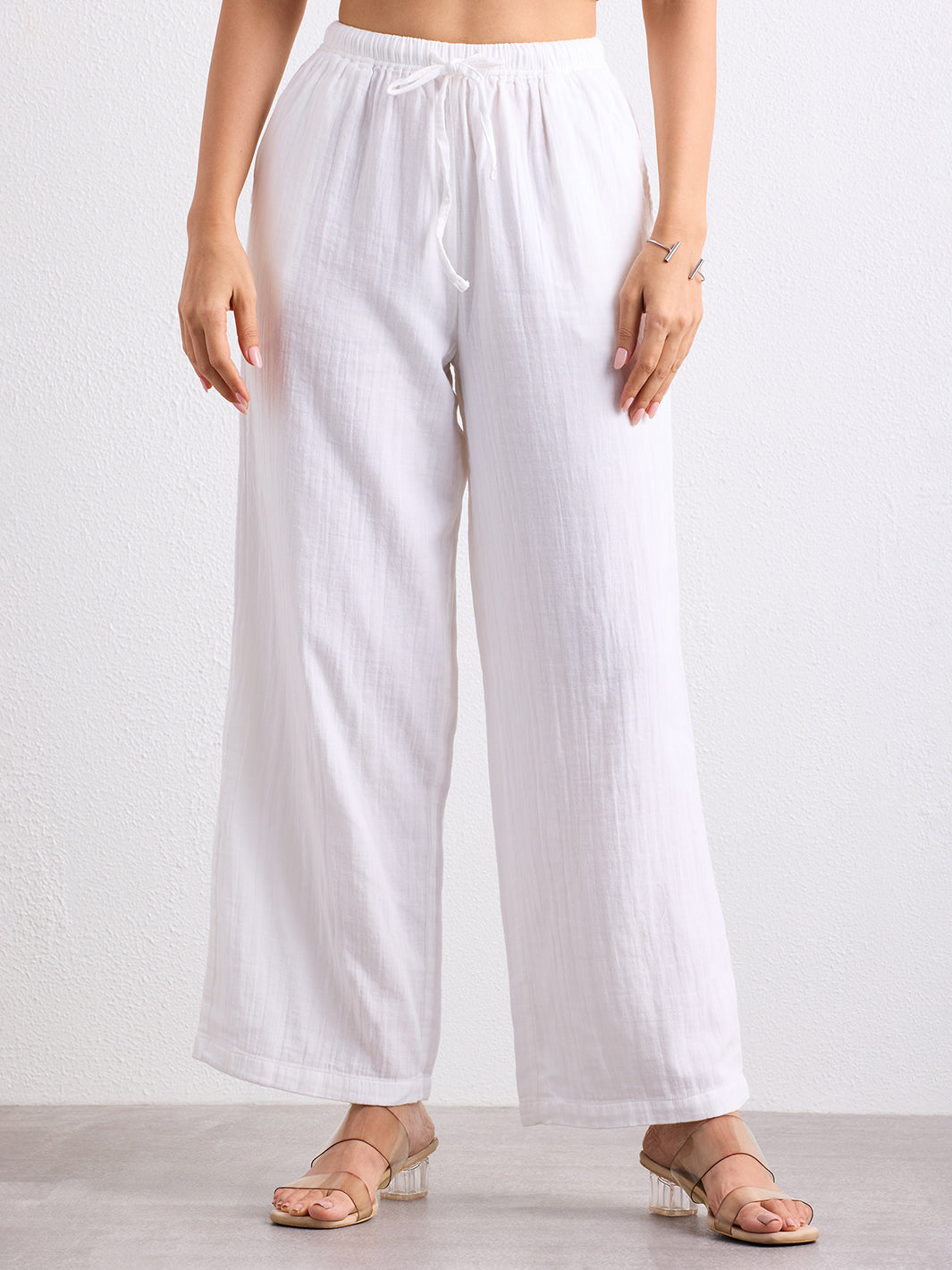 Double Cloth Textured Pant - Pearl White