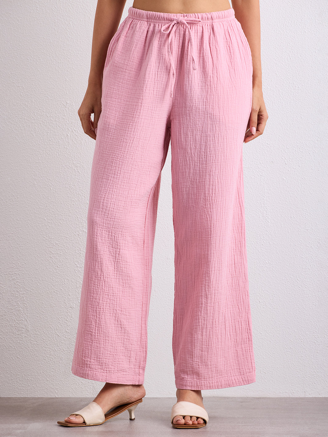 Double Cloth Textured Pant - Blush Pink