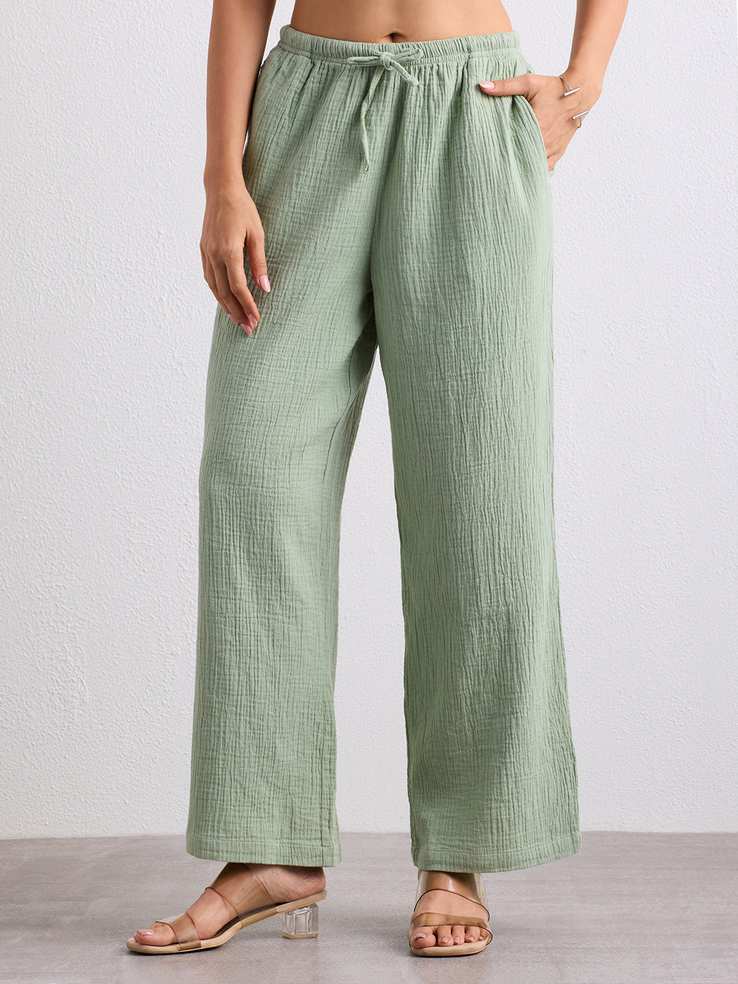 Double Cloth Textured Pant - Sage Green
