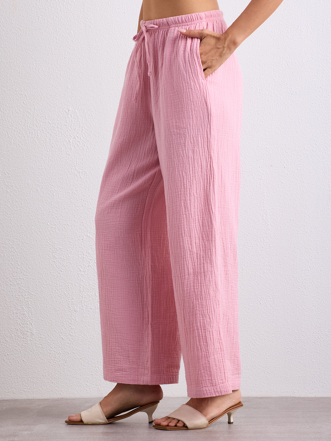 Double Cloth Textured Pant - Blush Pink