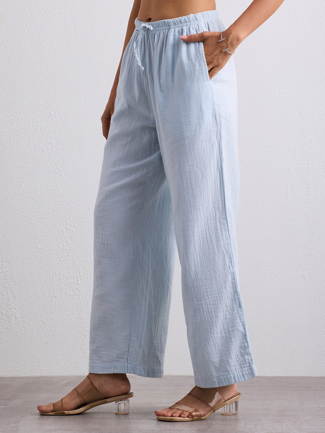 Double Cloth Textured Pant - Ice Blue