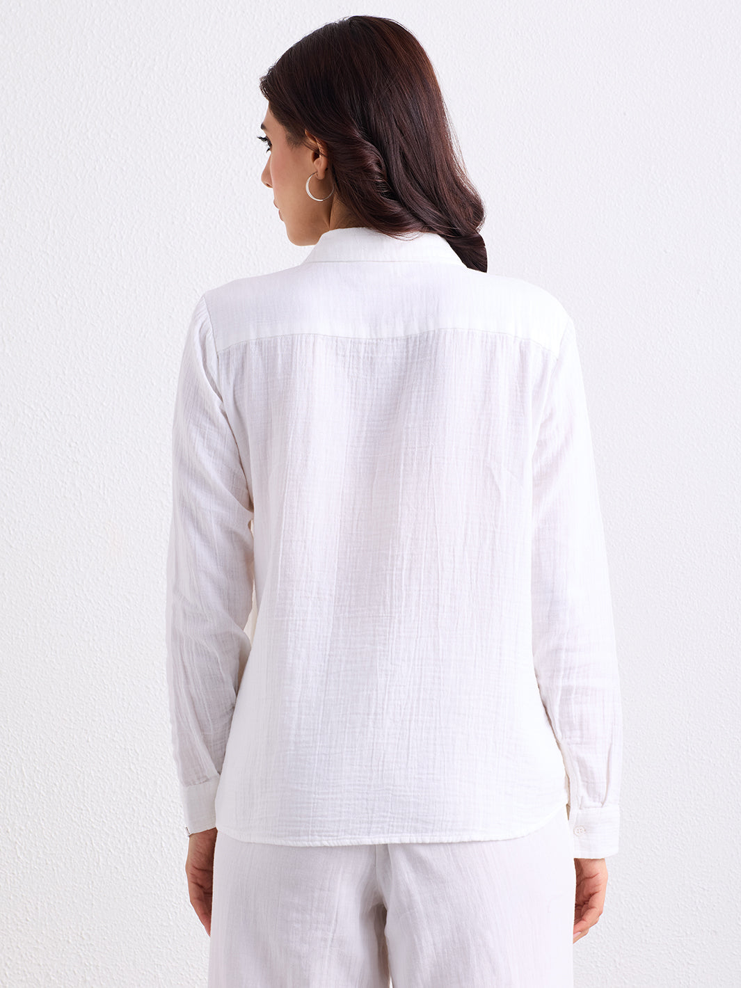 Double Cloth Textured Shirt - Pearl White