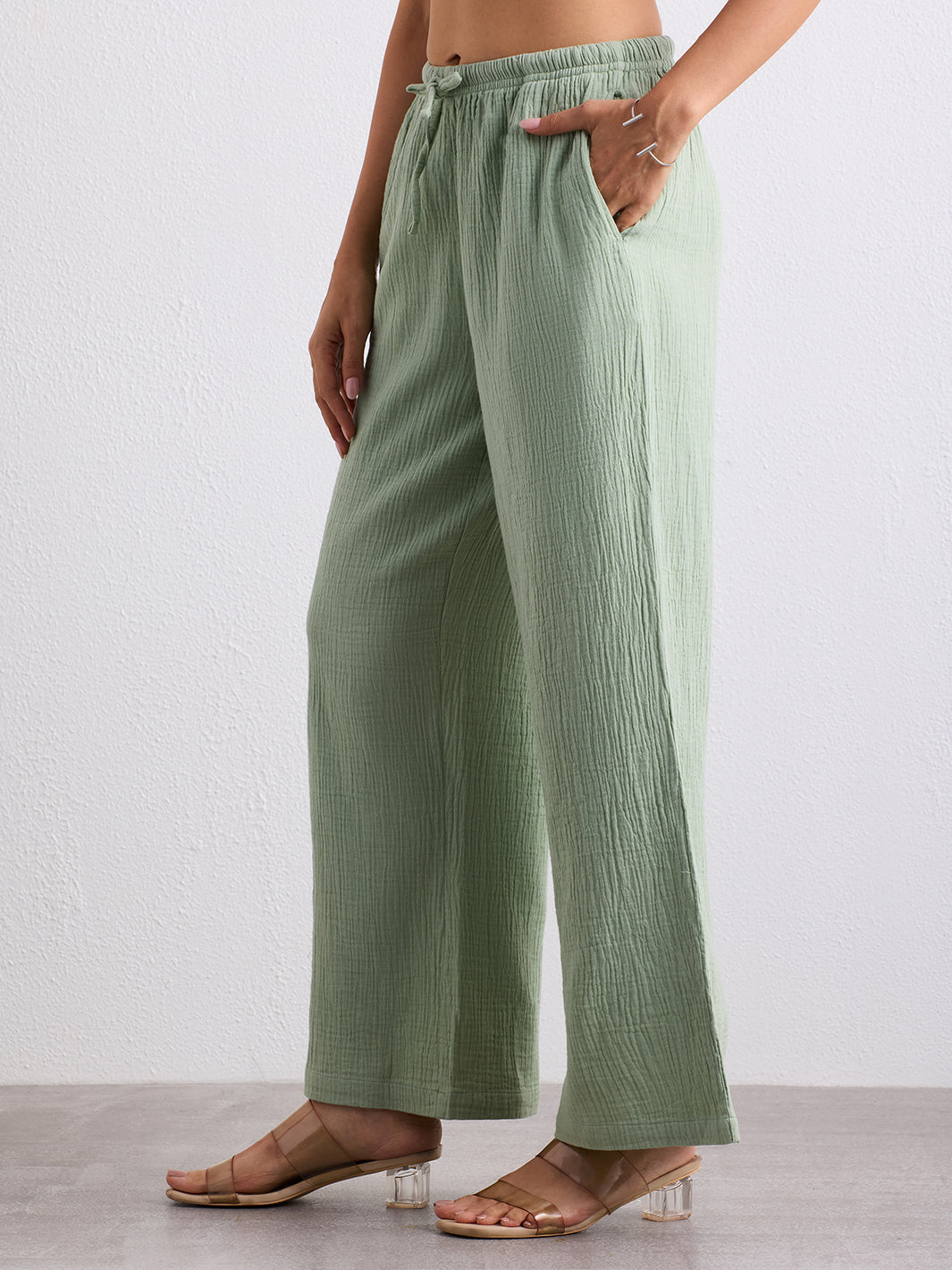 Double Cloth Textured Pant - Sage Green