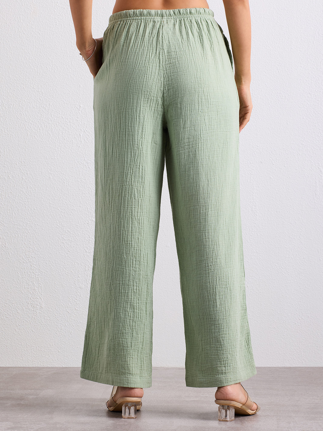 Double Cloth Textured Pant - Sage Green