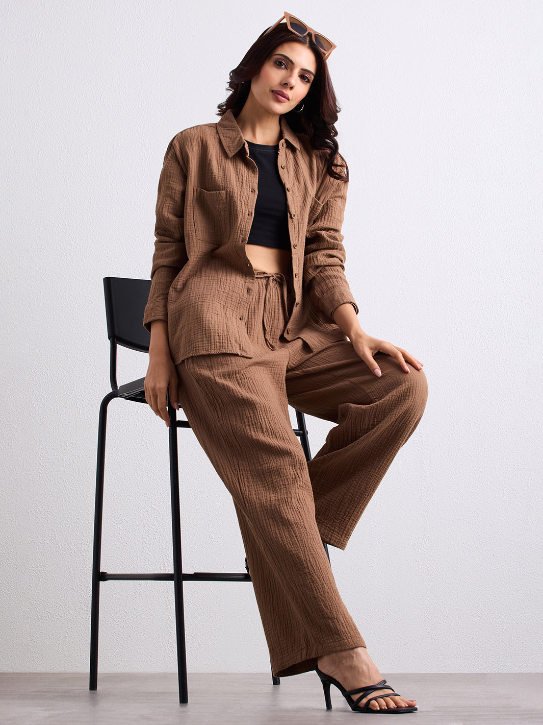 Double Cloth Textured Shirt - Biscuit Brown