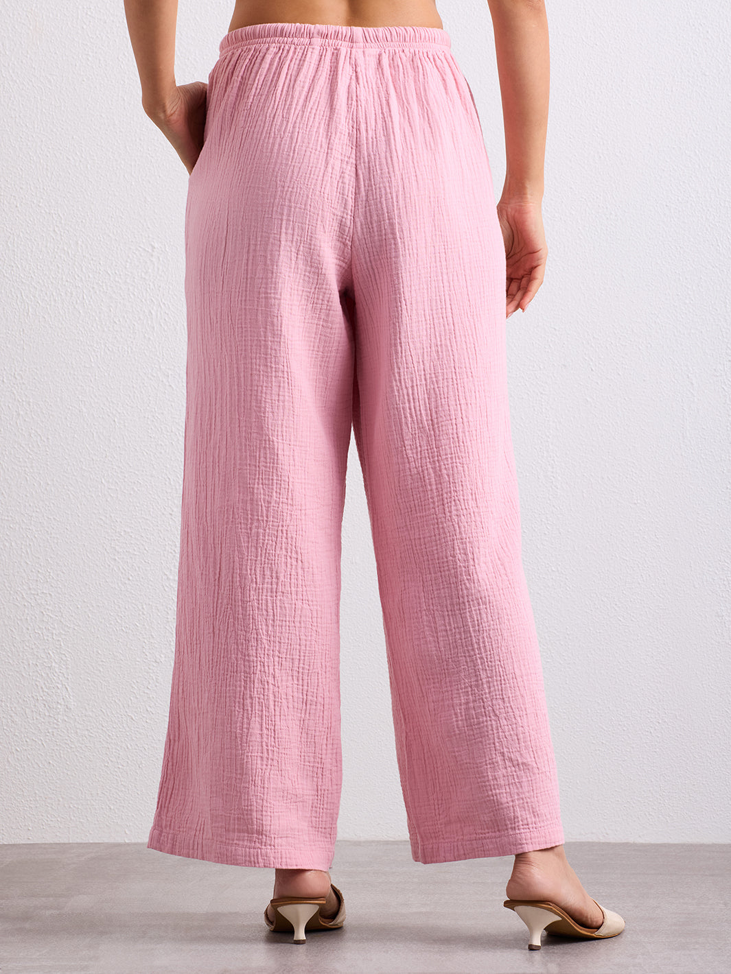 Double Cloth Textured Pant - Blush Pink
