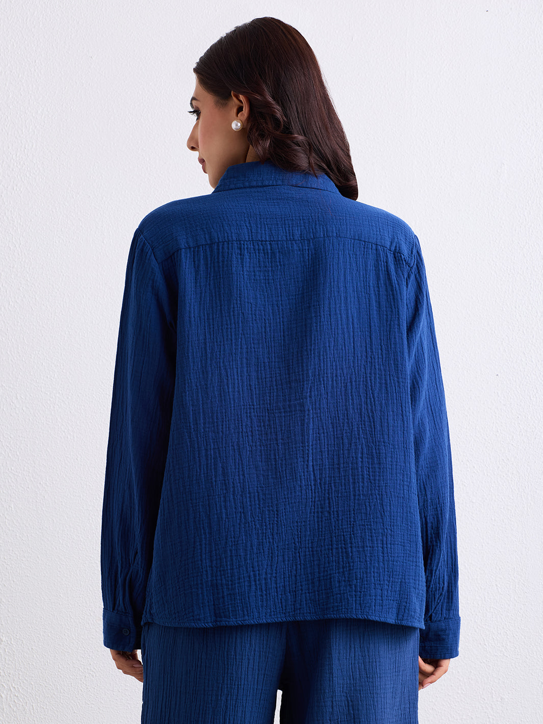Double Cloth Textured Shirt - Cobalt Blue