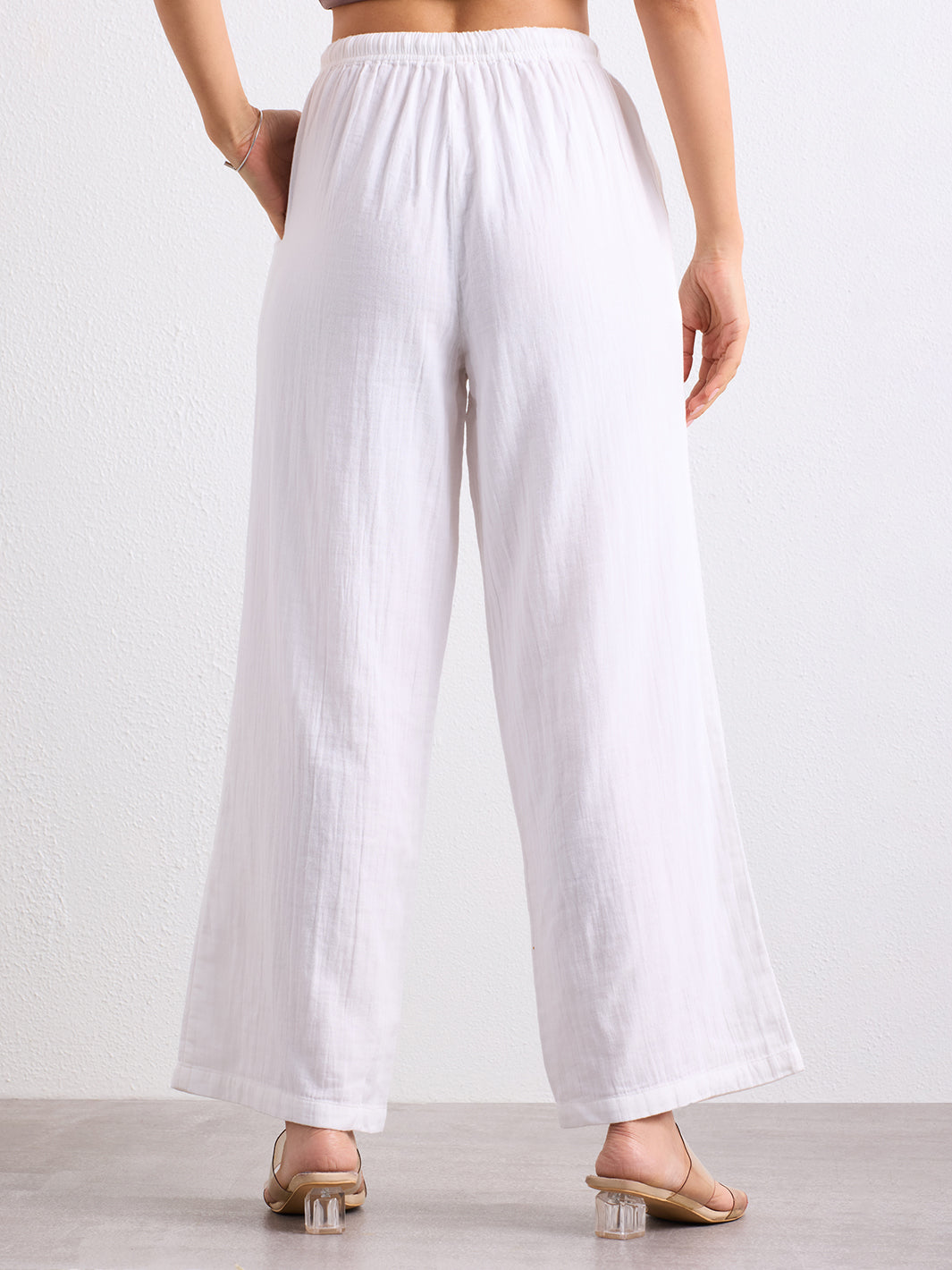 Double Cloth Textured Pant - Pearl White