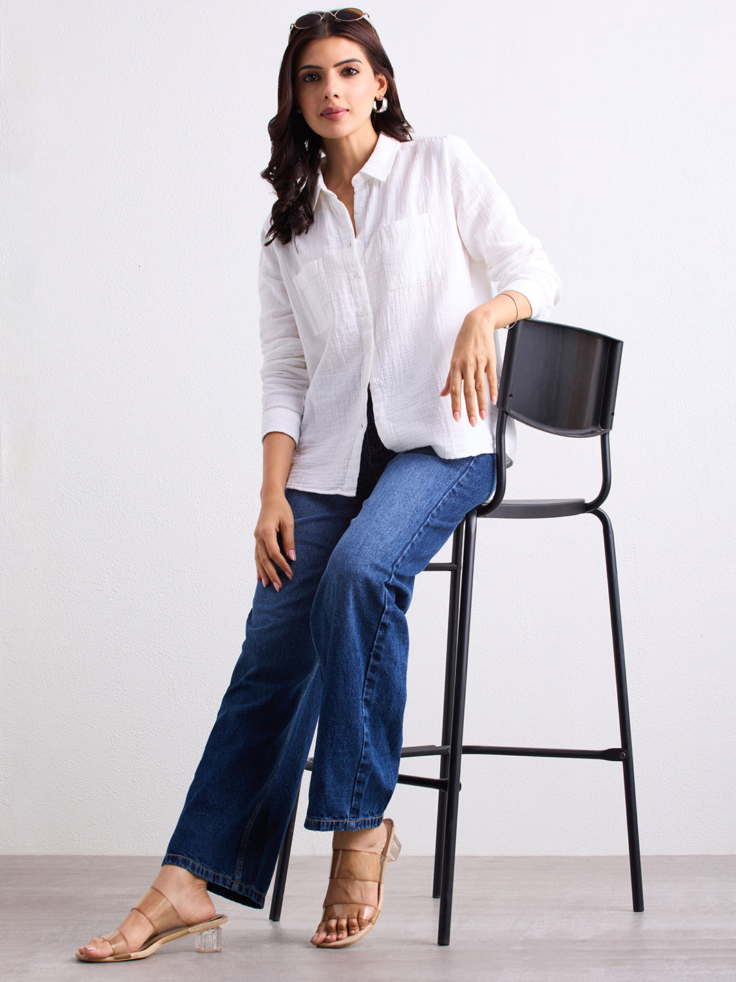 Double Cloth Textured Shirt - Pearl White