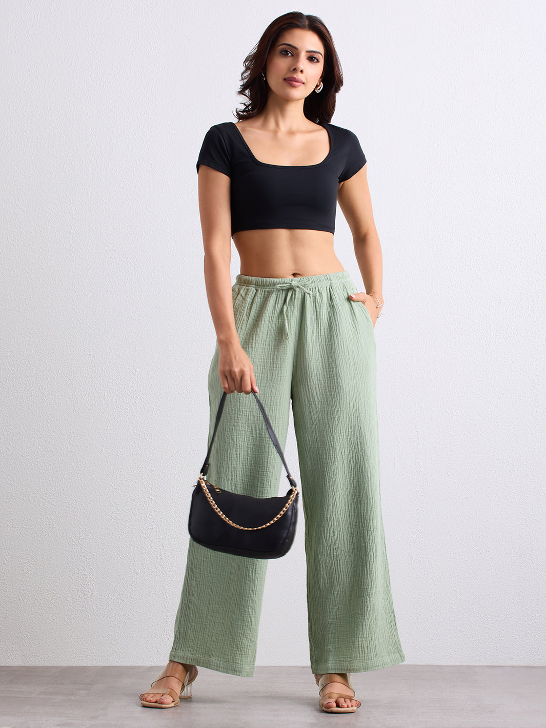 Double Cloth Textured Pant - Sage Green