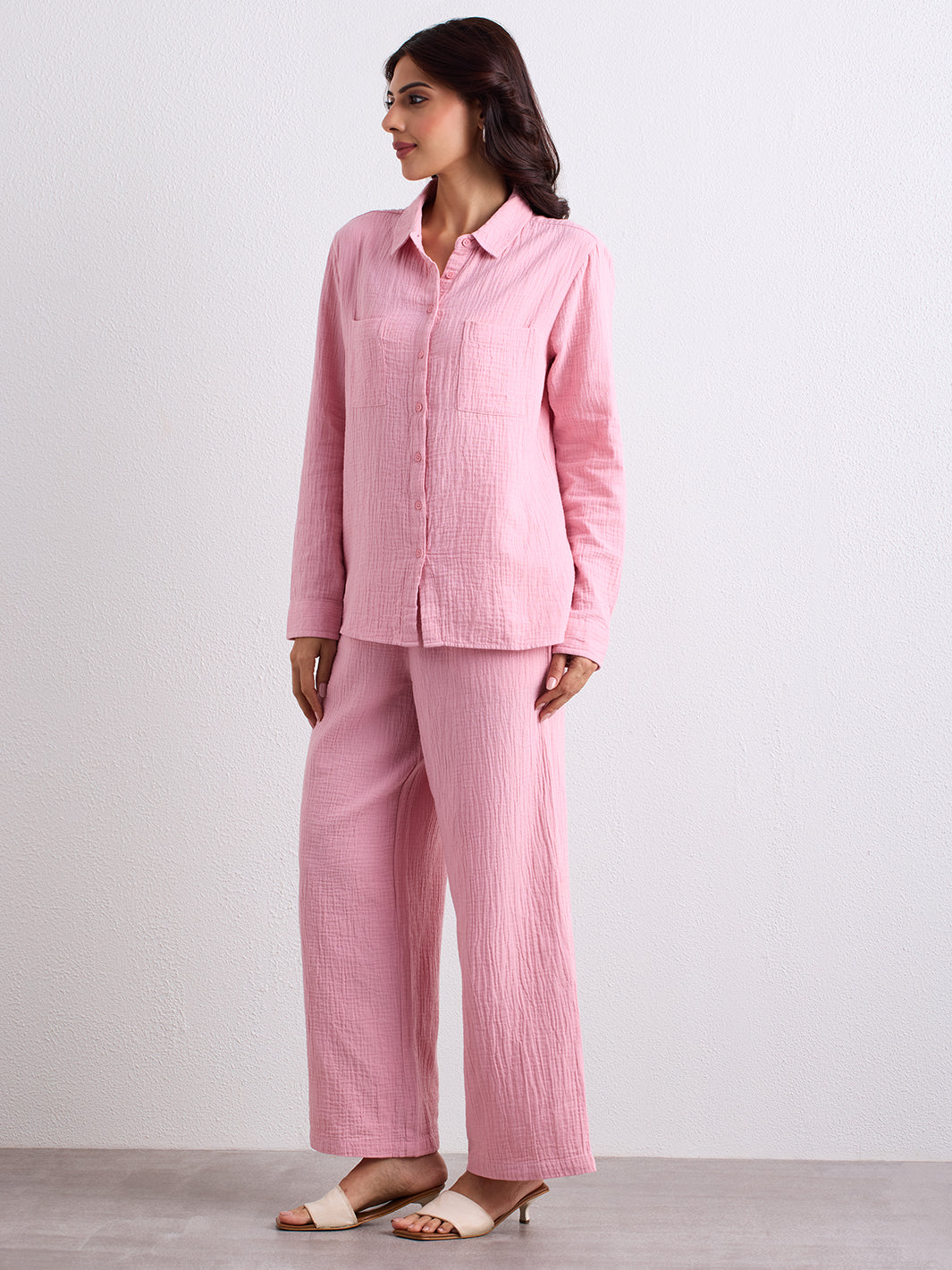 Double Cloth Textured Pant - Blush Pink