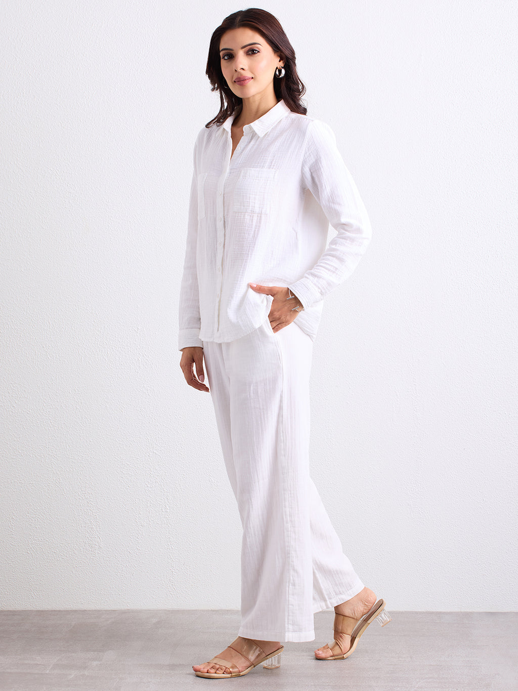 Double Cloth Textured Pant - Pearl White