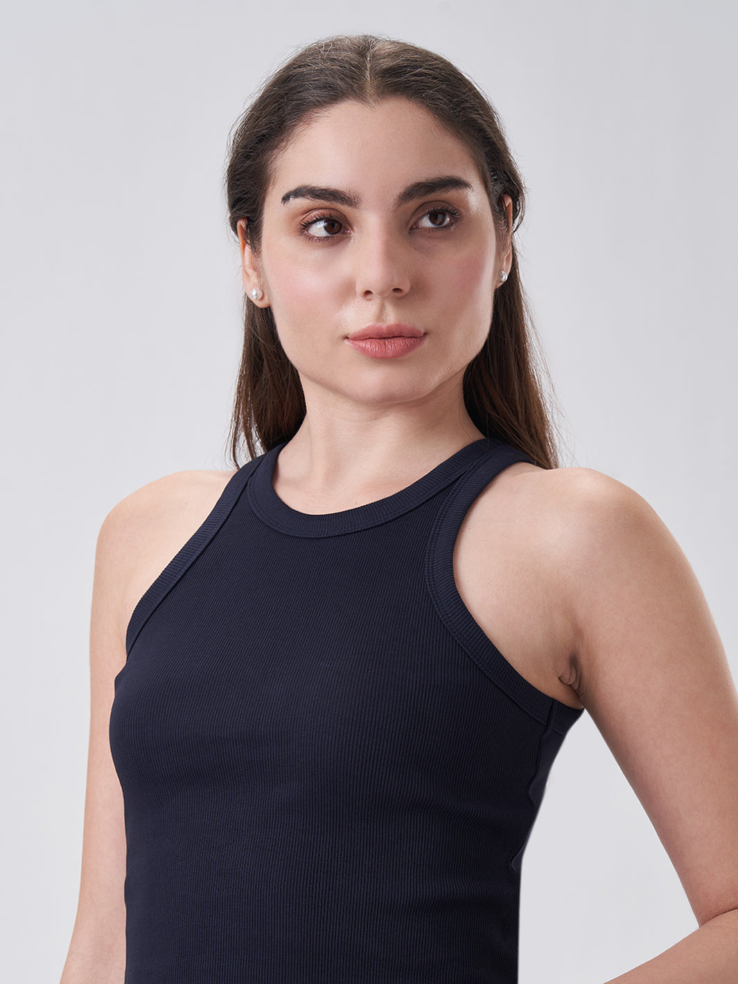 Womens Halter Tank Top Midnight Navy