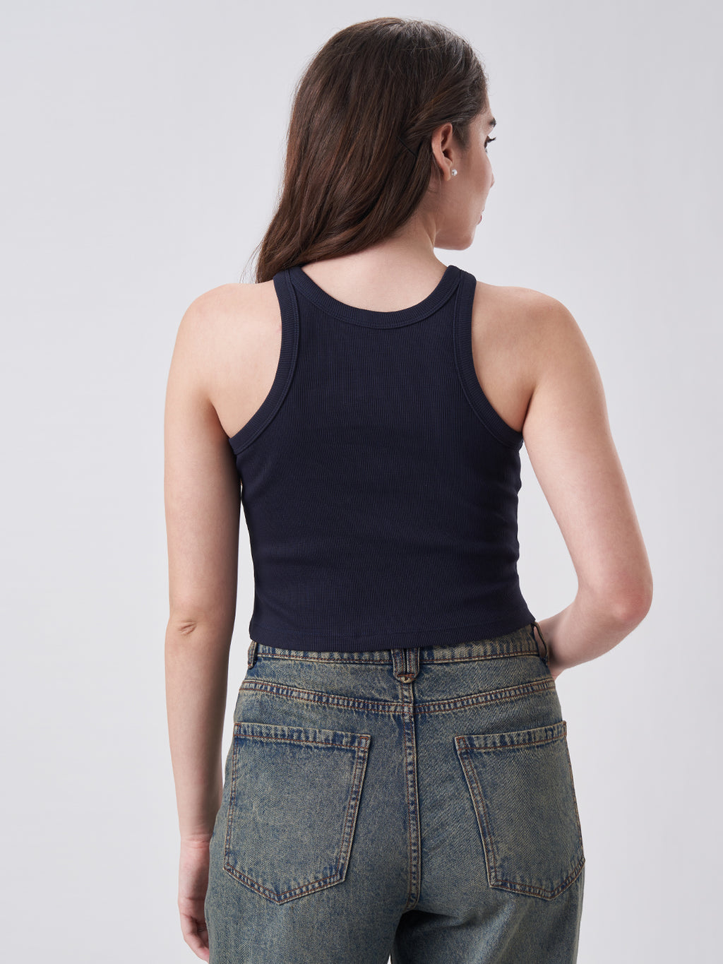 Womens Halter Tank Top Midnight Navy