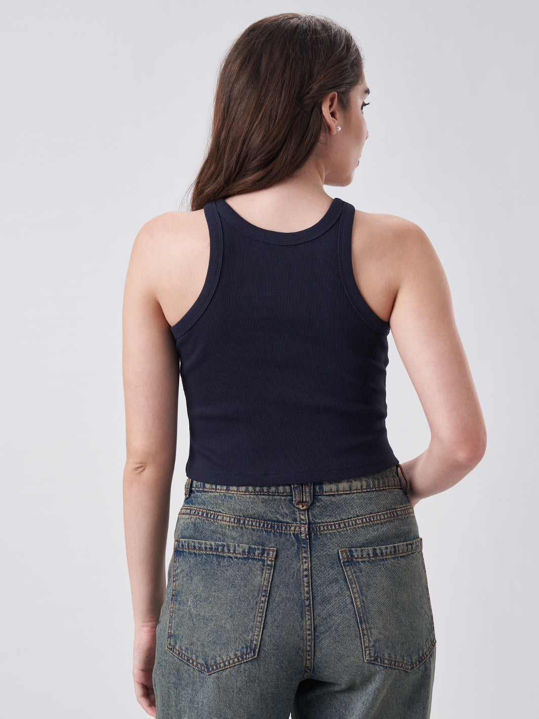 Womens Halter Tank Top Midnight Navy