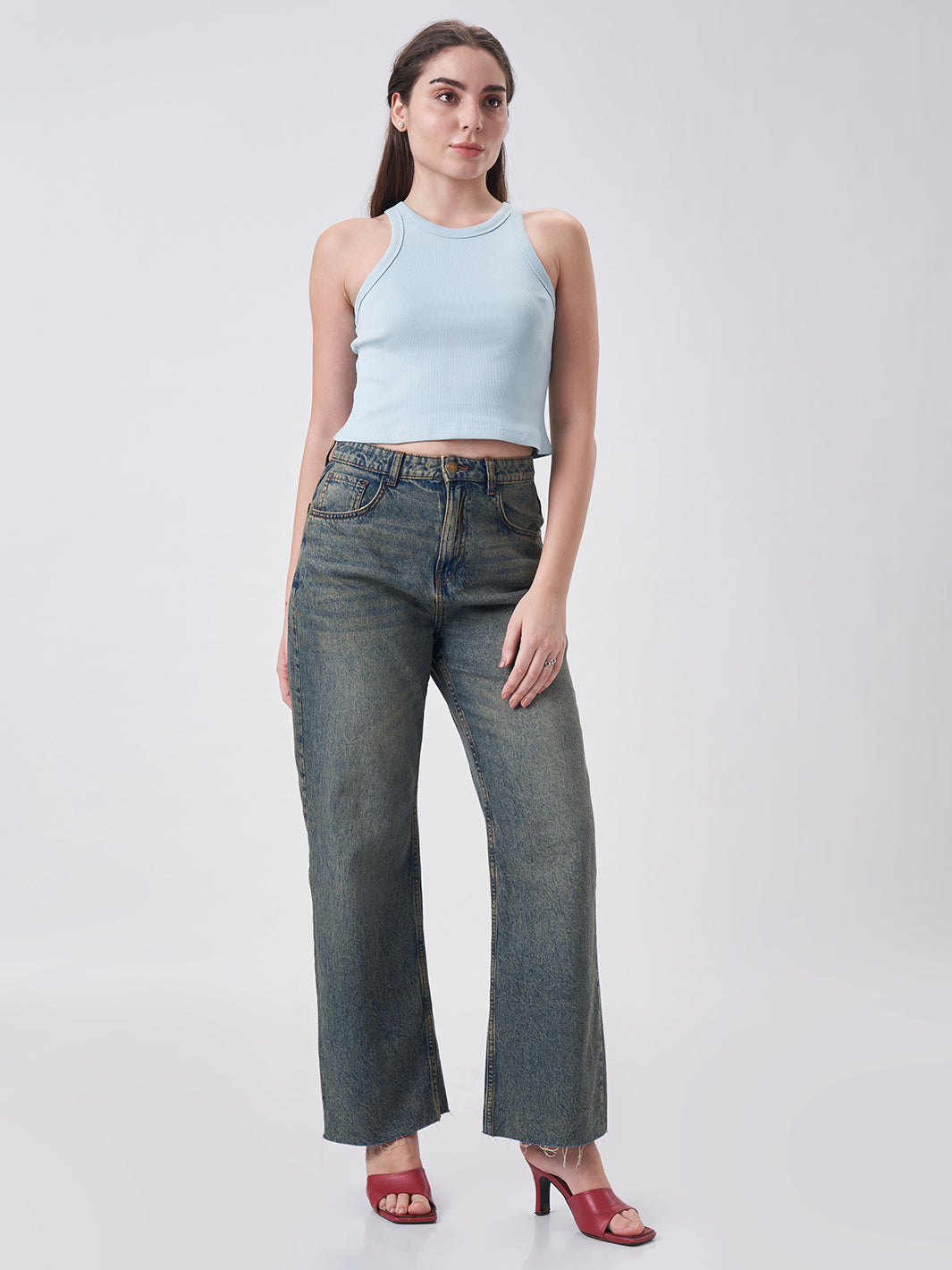 Womens Halter Tank Top Blue Breeze