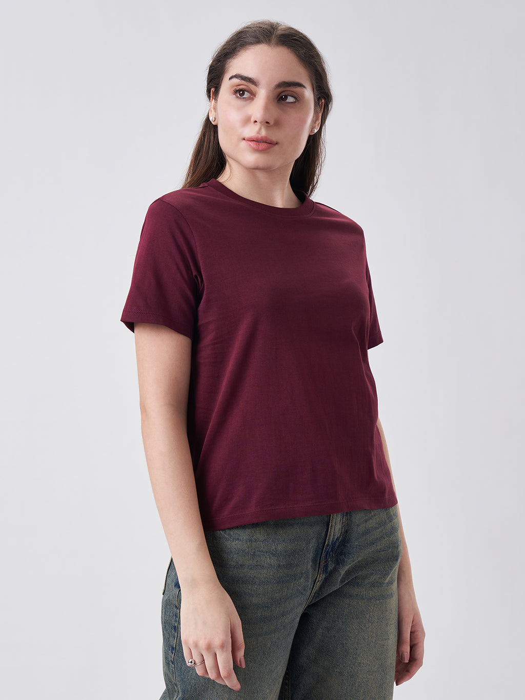 Womens Regular T Shirt  Berry Maroon