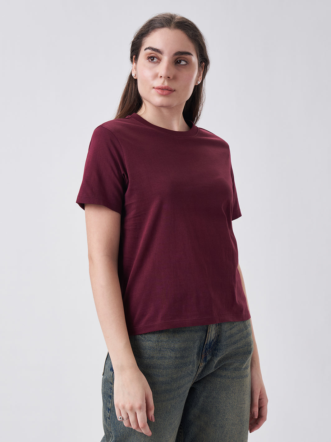Womens Regular T Shirt  Berry Maroon