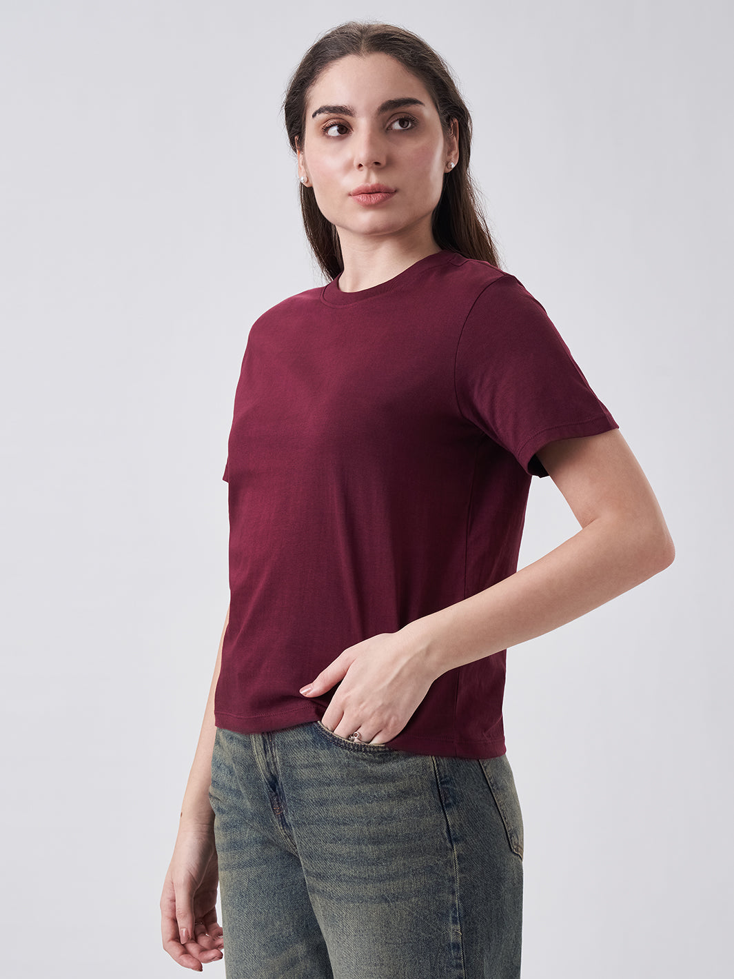 Womens Regular T Shirt  Berry Maroon