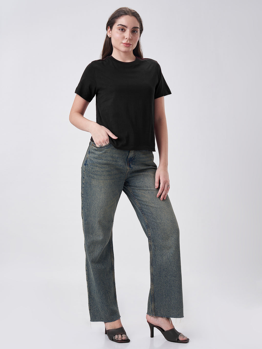 Womens Regular T Shirt  Jet Black