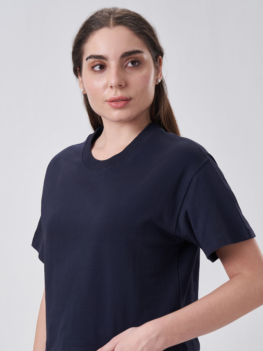 Womens Crop Boxy T Shirt Midnight Navy