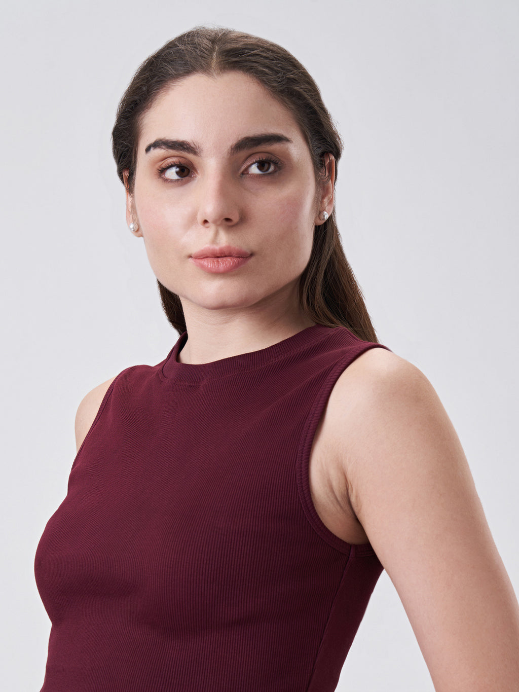 Womens Crop Tank Top Berry Maroon