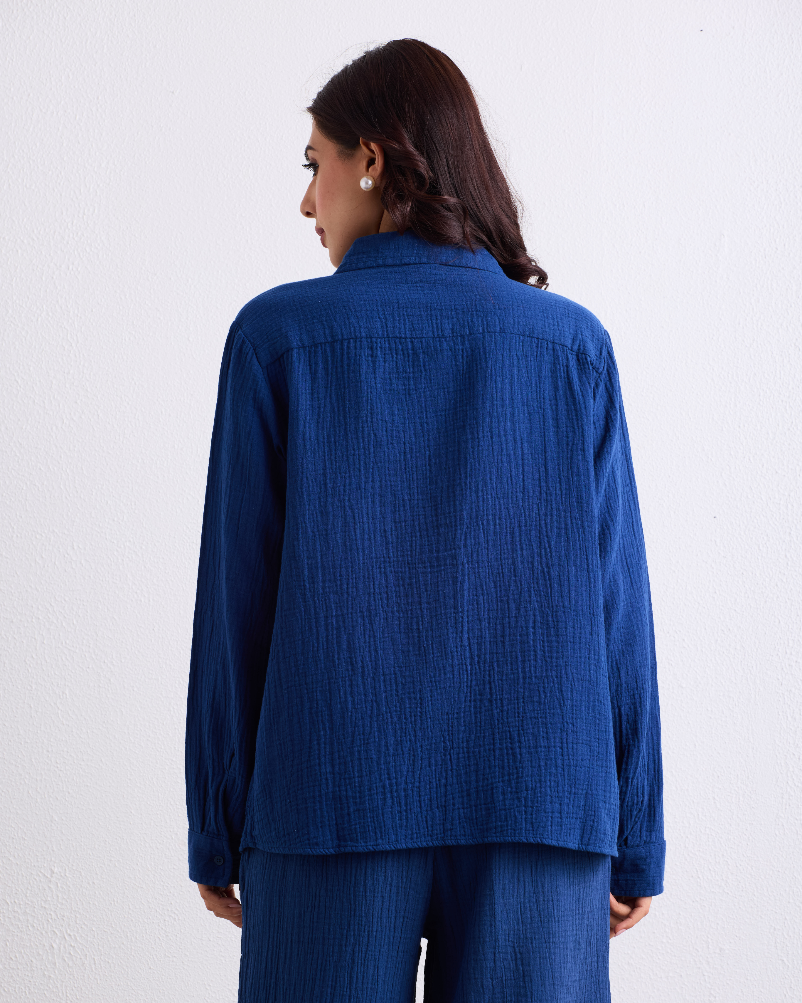 Double Cloth Textured Shirt - Cobalt Blue