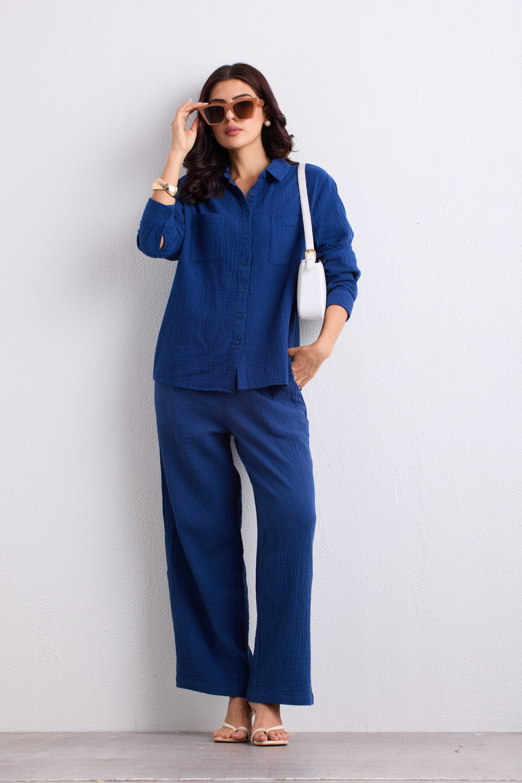 Double Cloth Textured Pant - Cobalt Blue