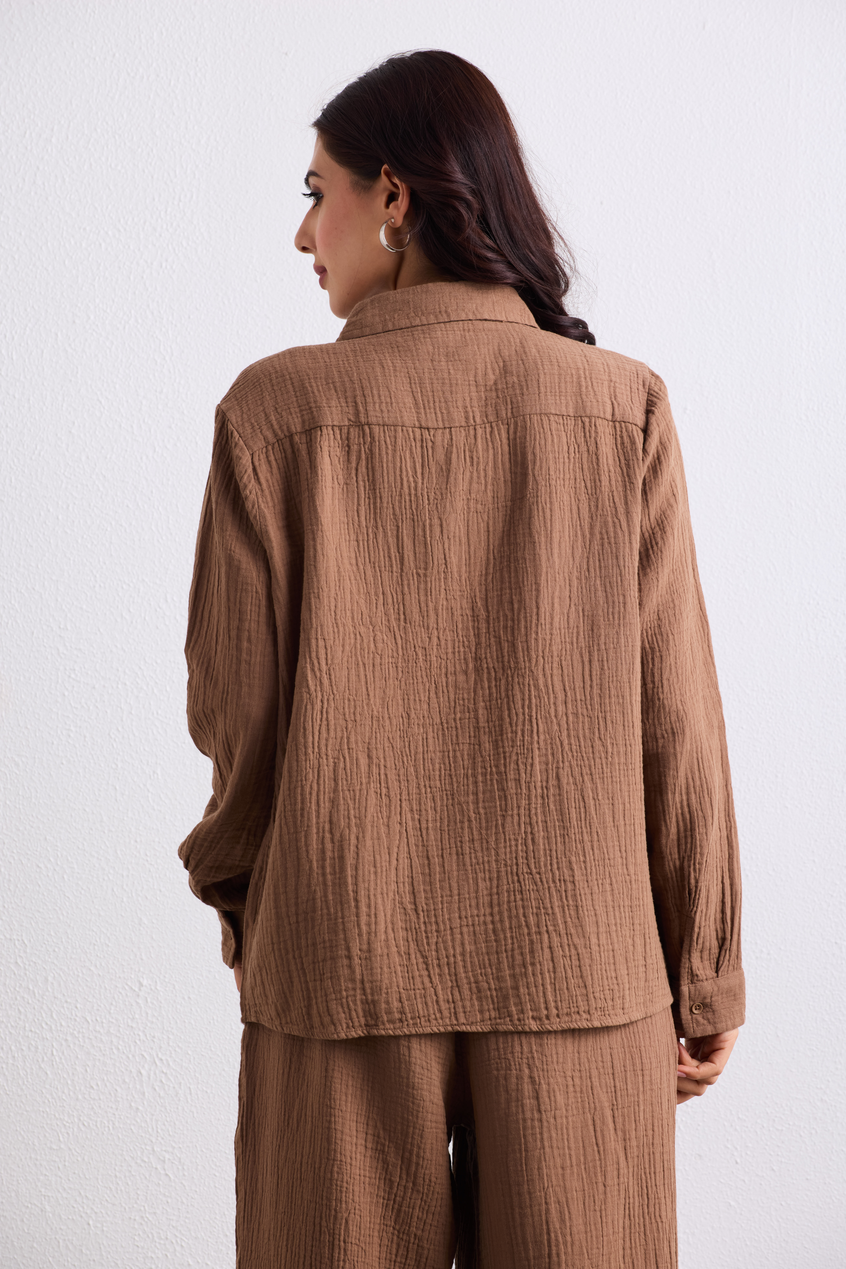Double Cloth Textured Shirt - Biscuit Brown