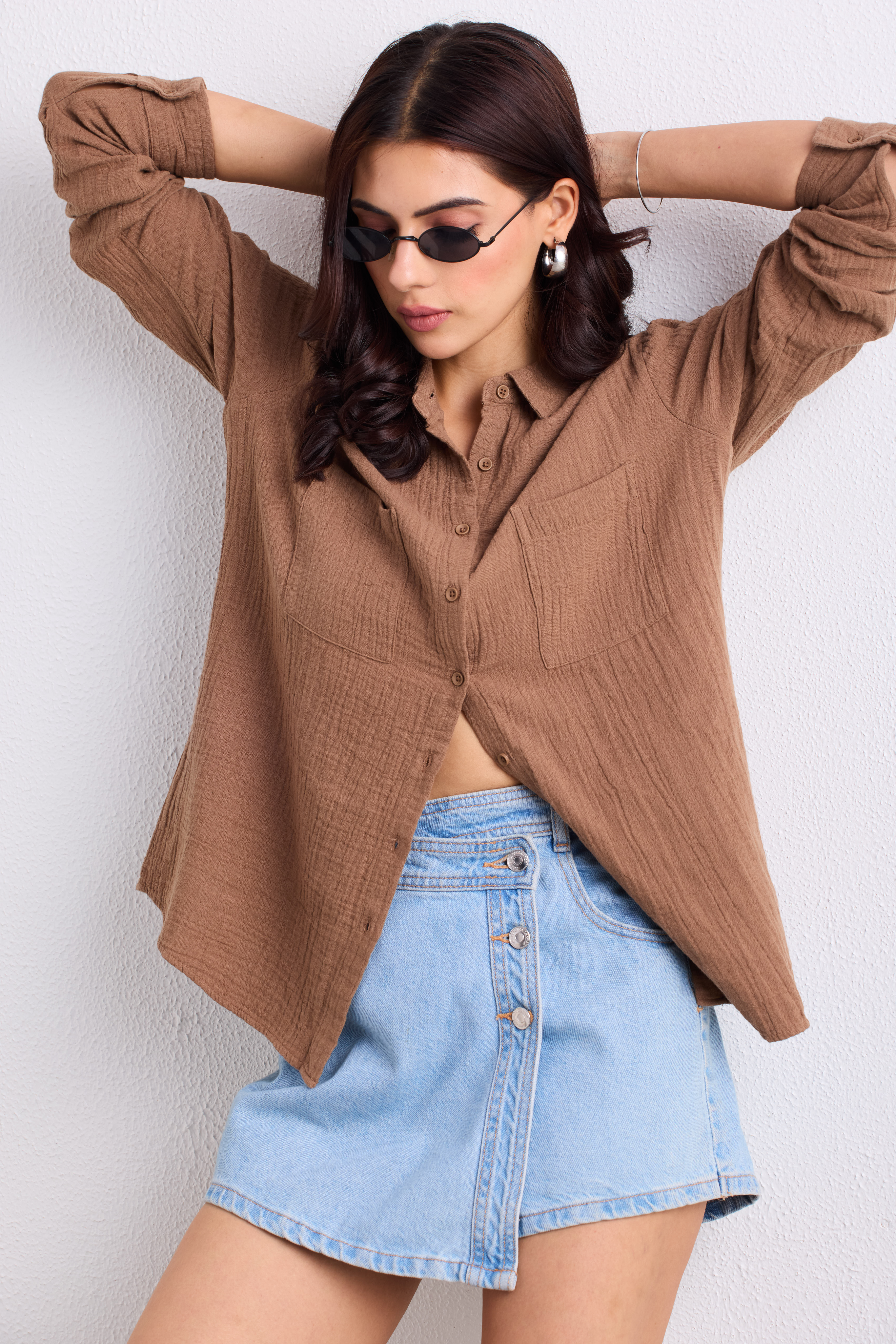 Double Cloth Textured Shirt - Biscuit Brown