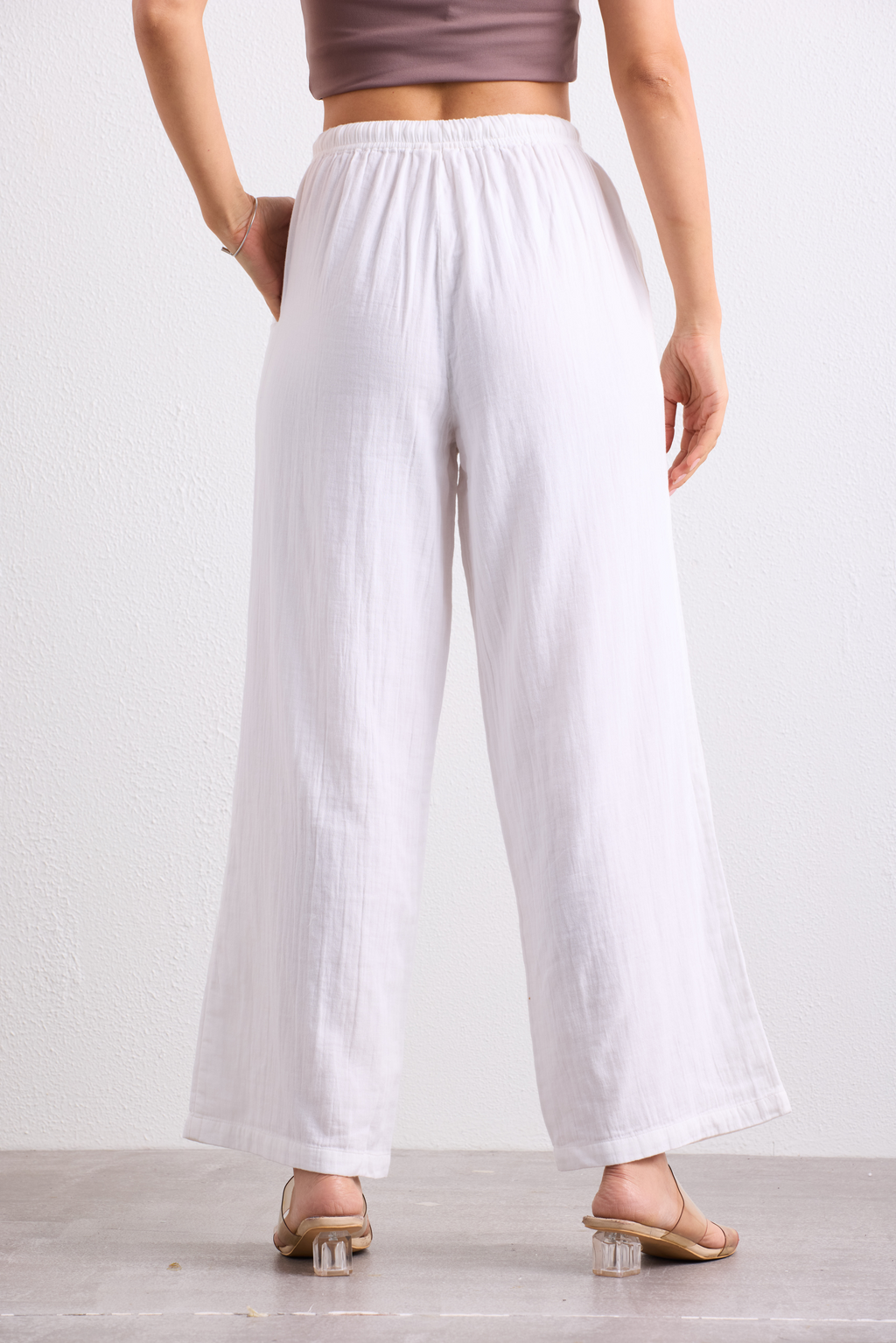 Double Cloth Textured Pant - Pearl White