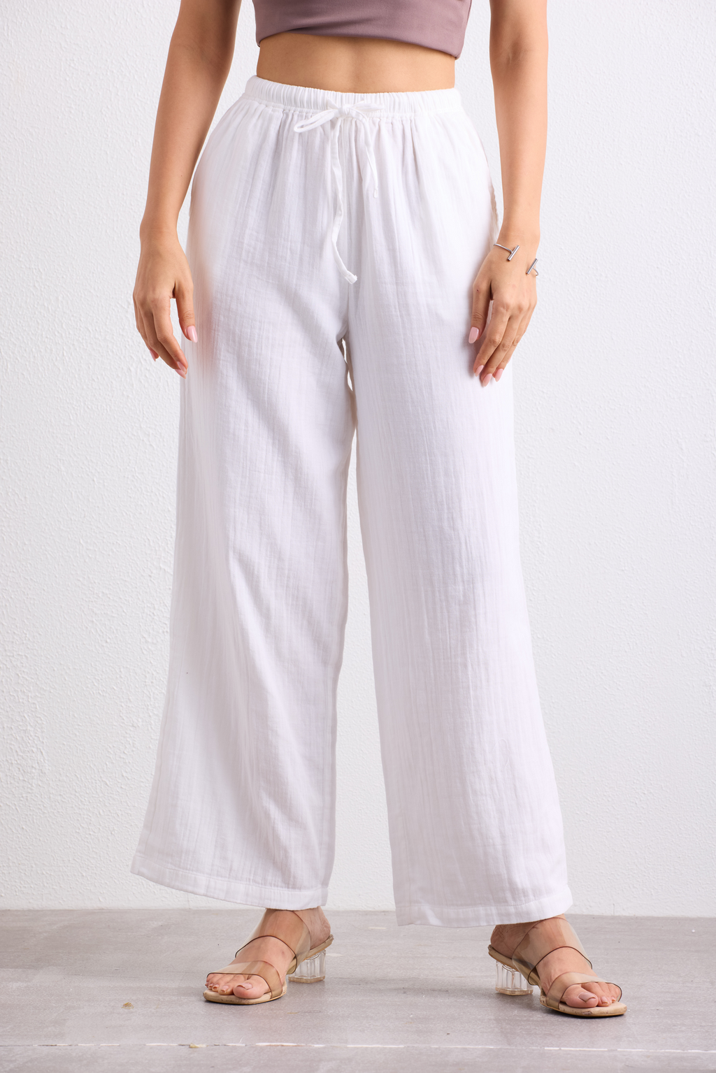 Double Cloth Textured Pant - Pearl White
