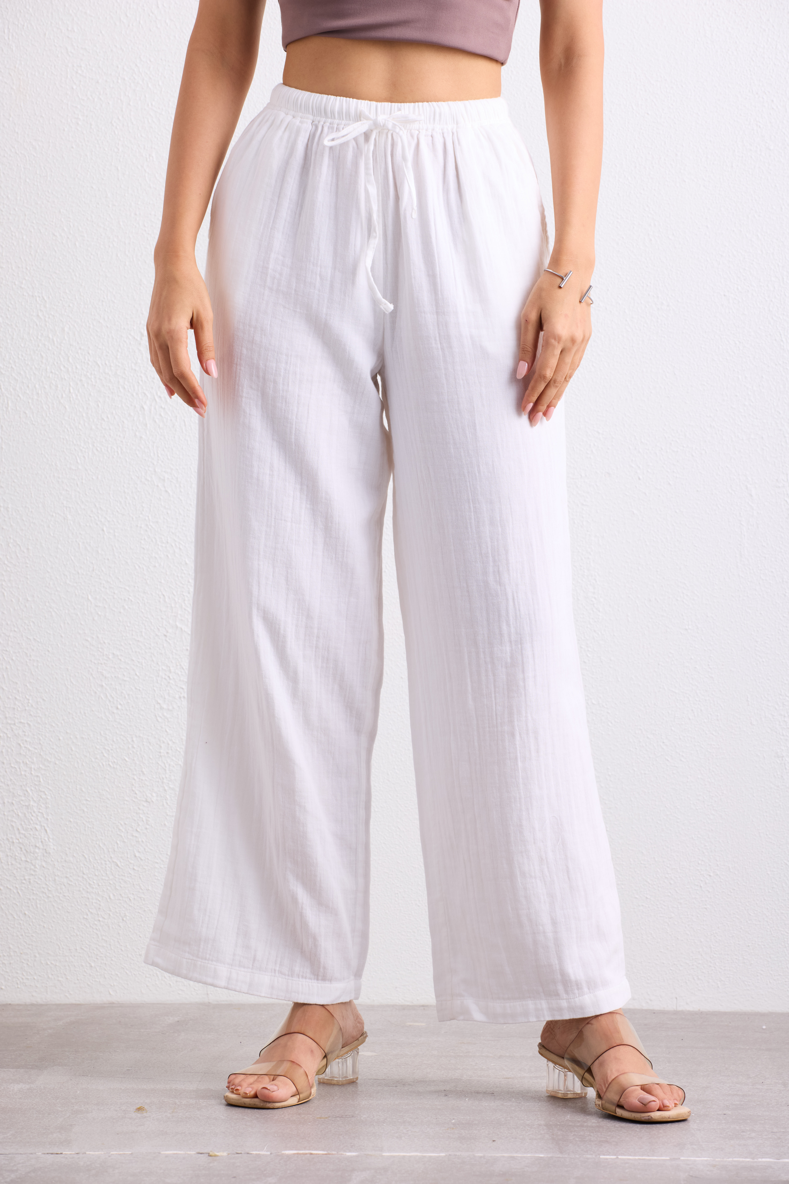 Double Cloth Textured Pant - Pearl White