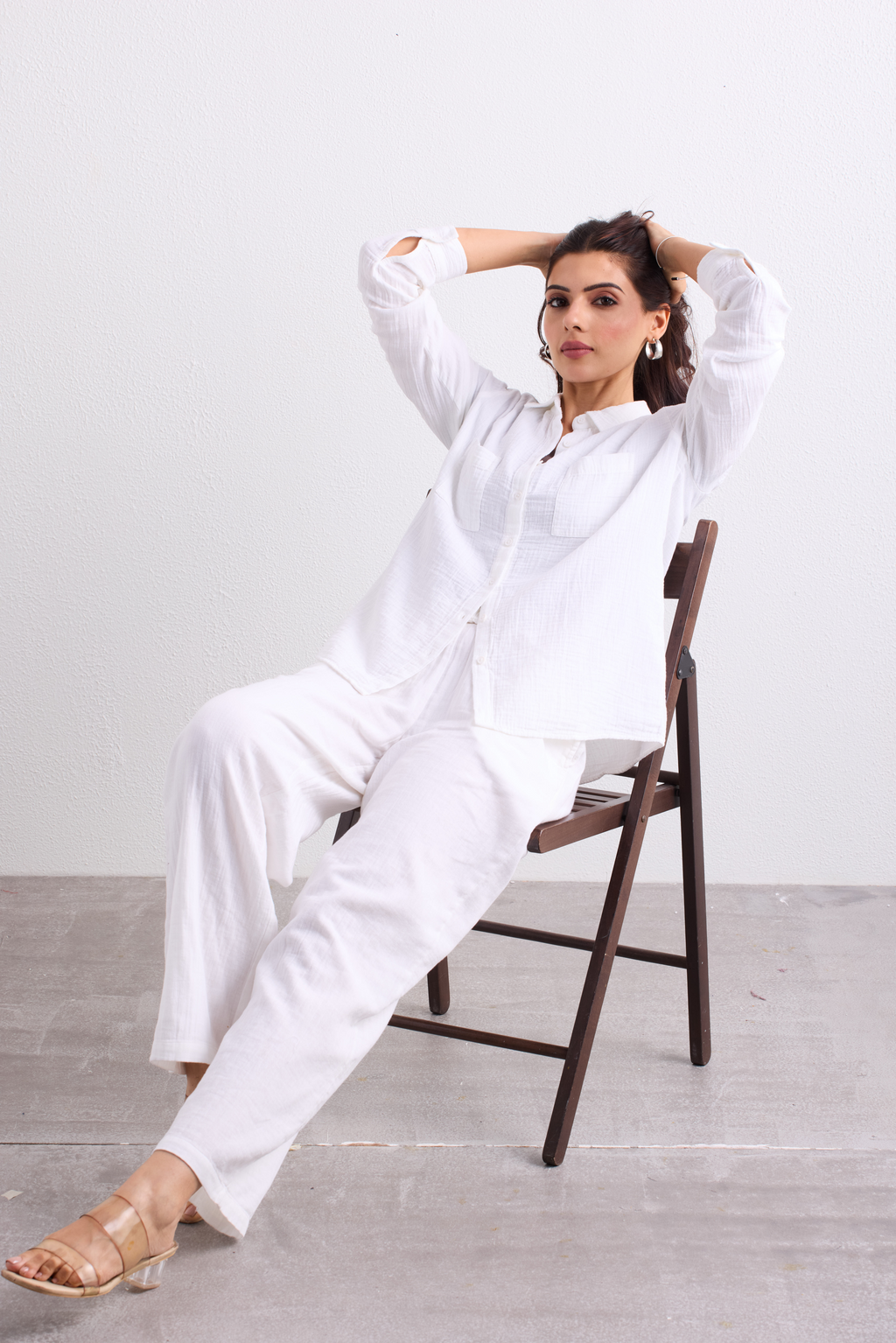 Double Cloth Textured Pant - Pearl White