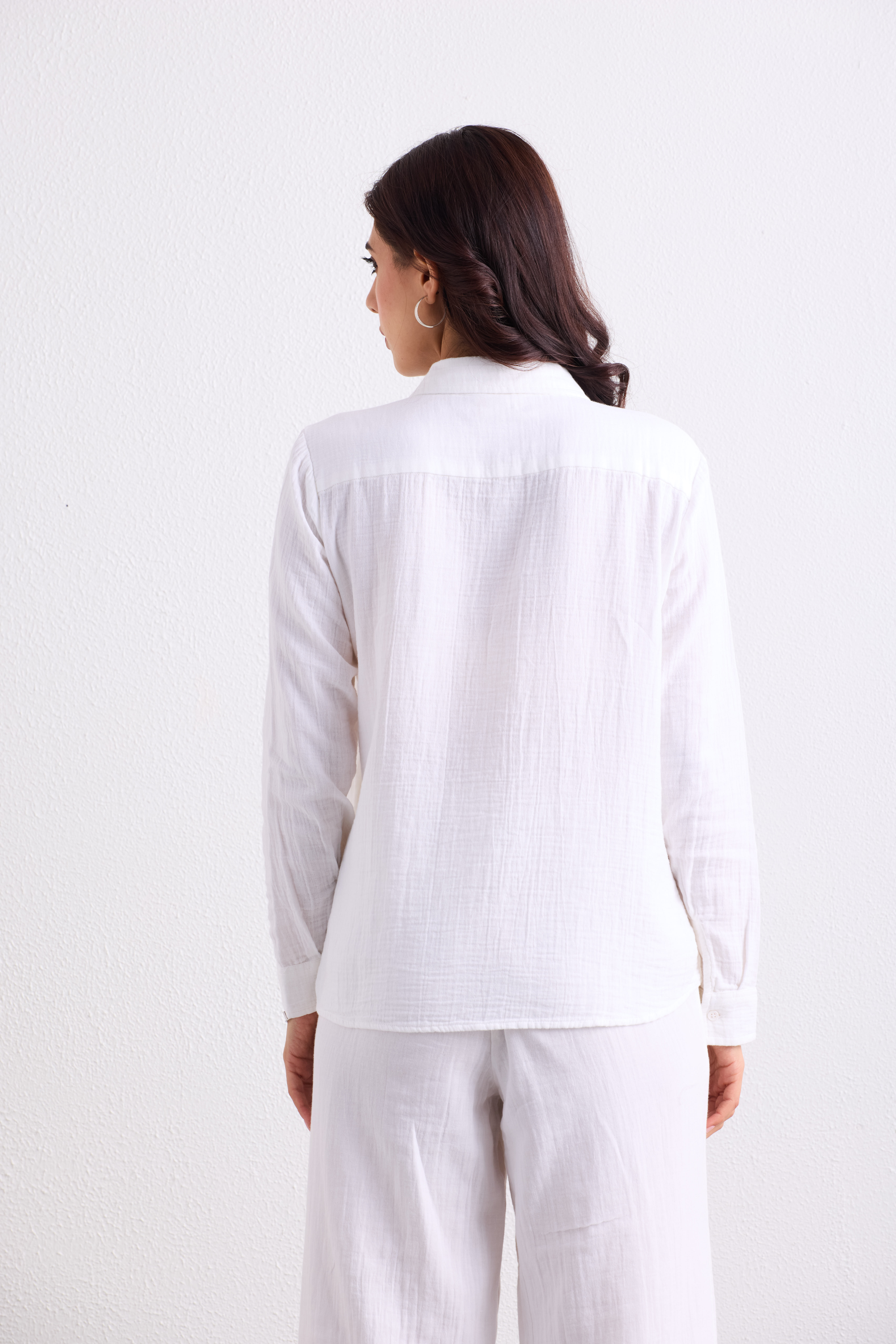 Double Cloth Textured Shirt - Pearl White