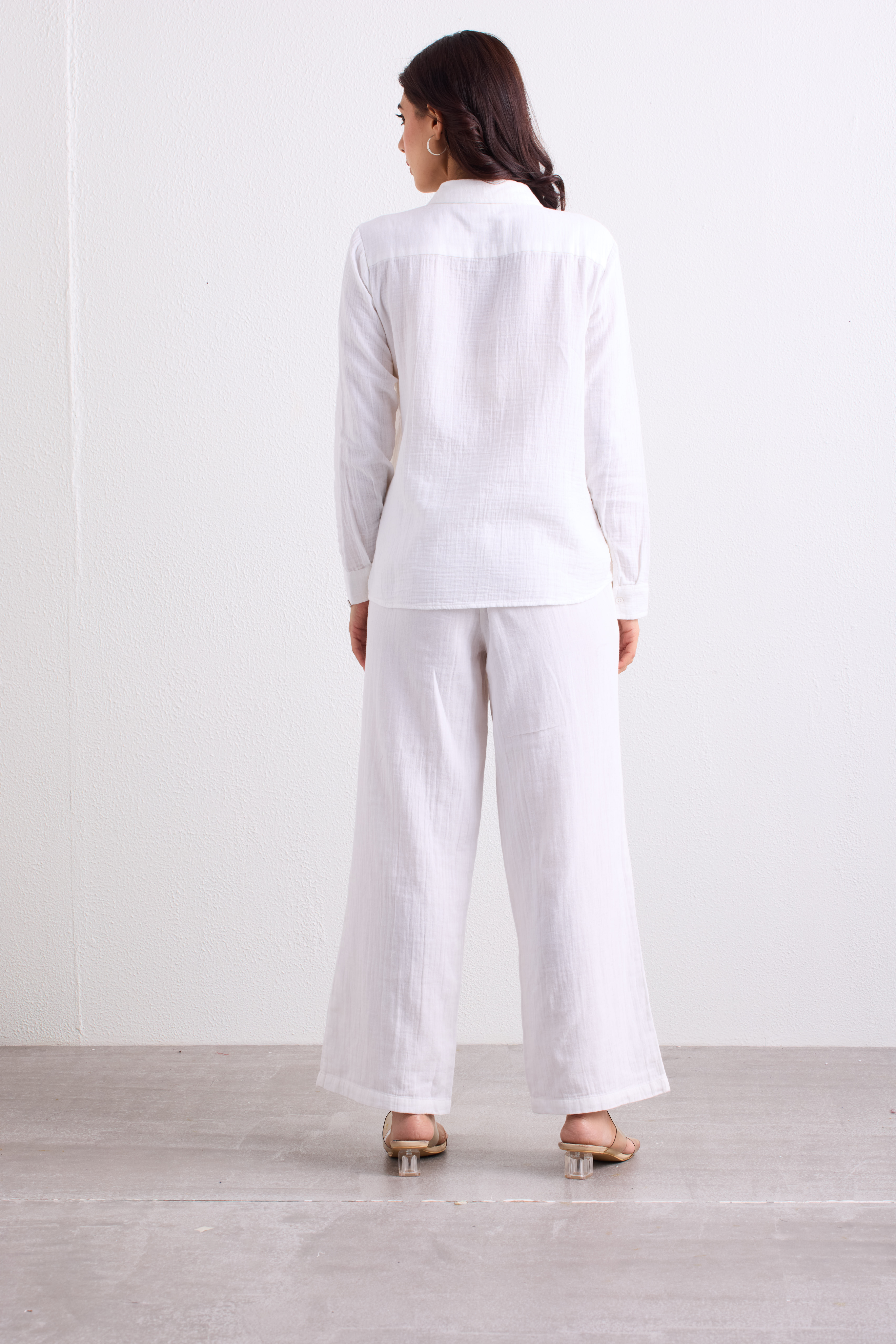 Double Cloth Textured Pant - Pearl White