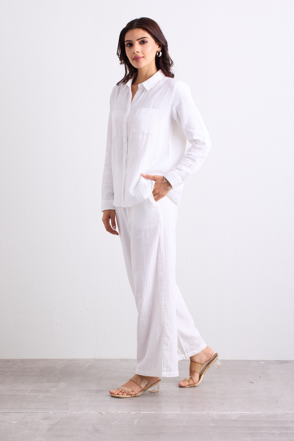 Double Cloth Textured Pant - Pearl White