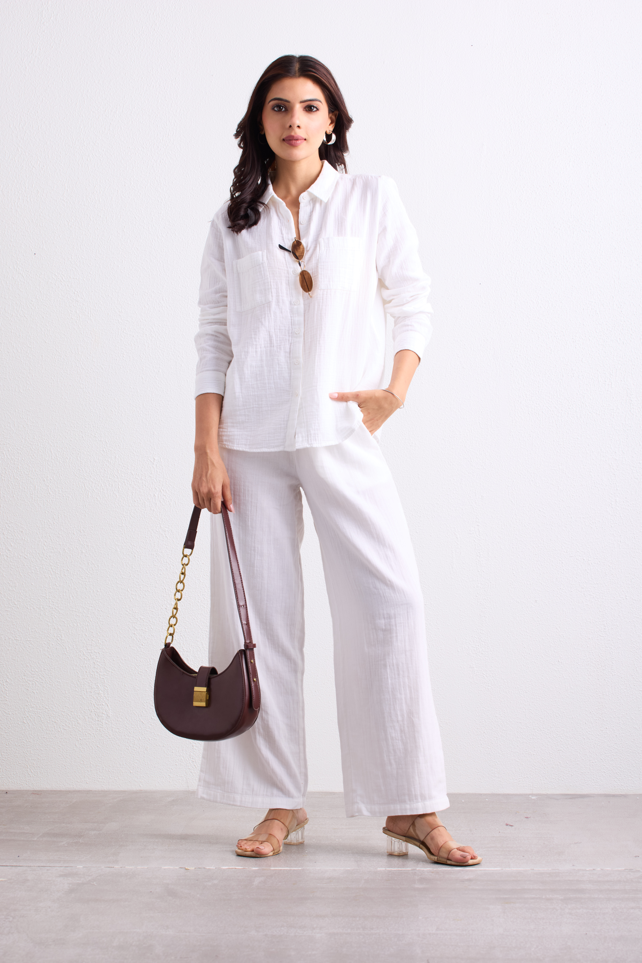 Double Cloth Textured Shirt - Pearl White