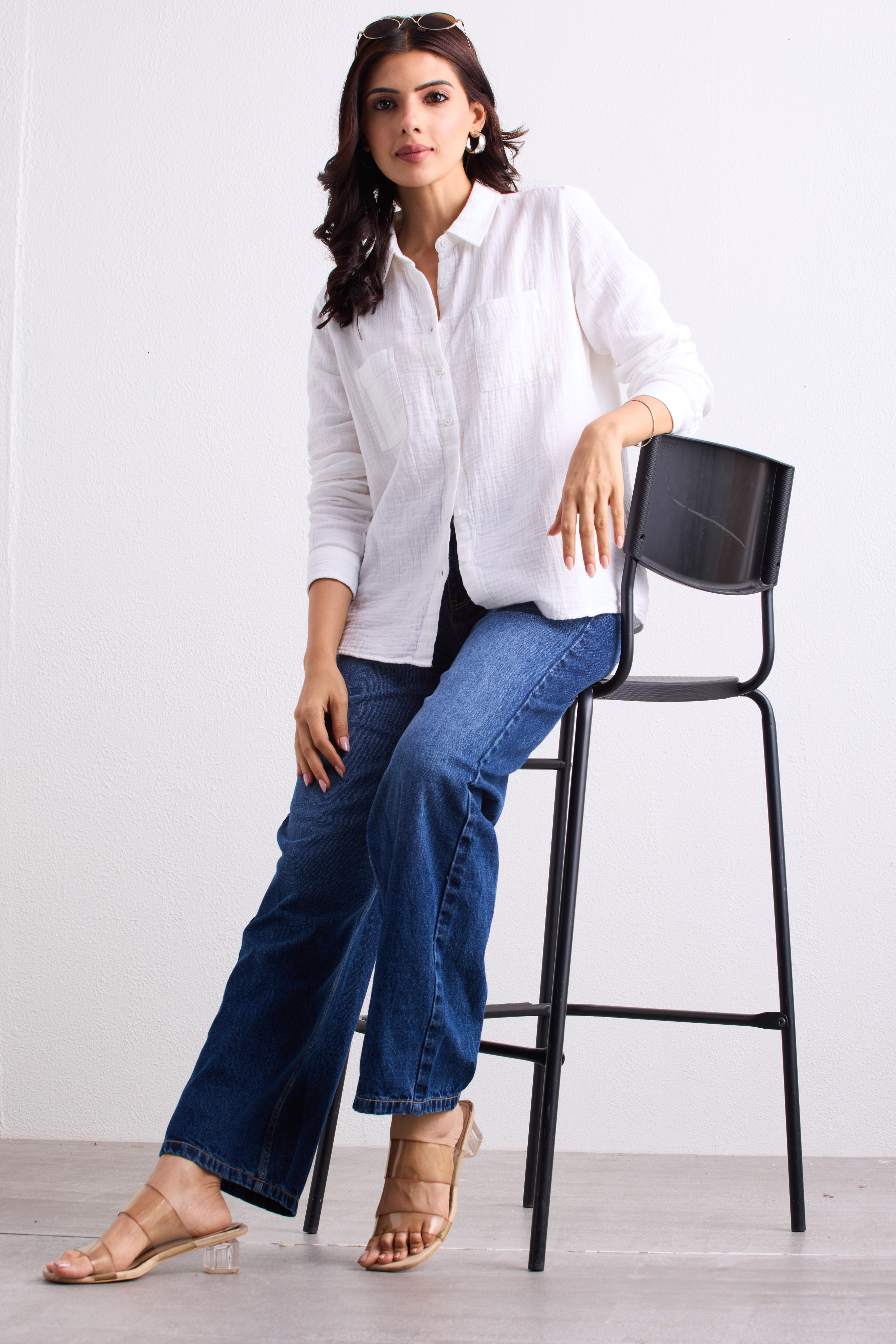 Double Cloth Textured Shirt - Pearl White