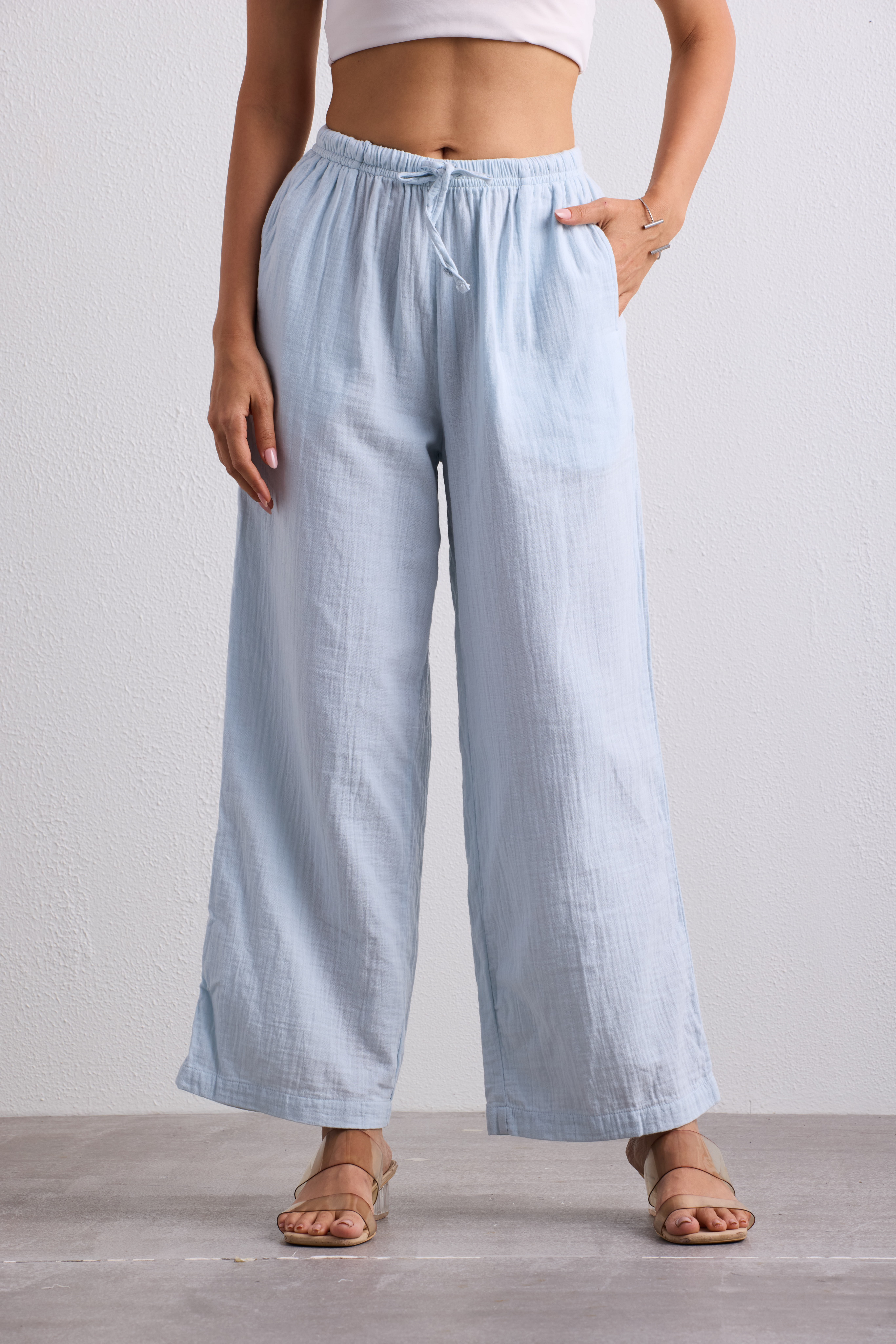 Double Cloth Textured Pant - Ice Blue