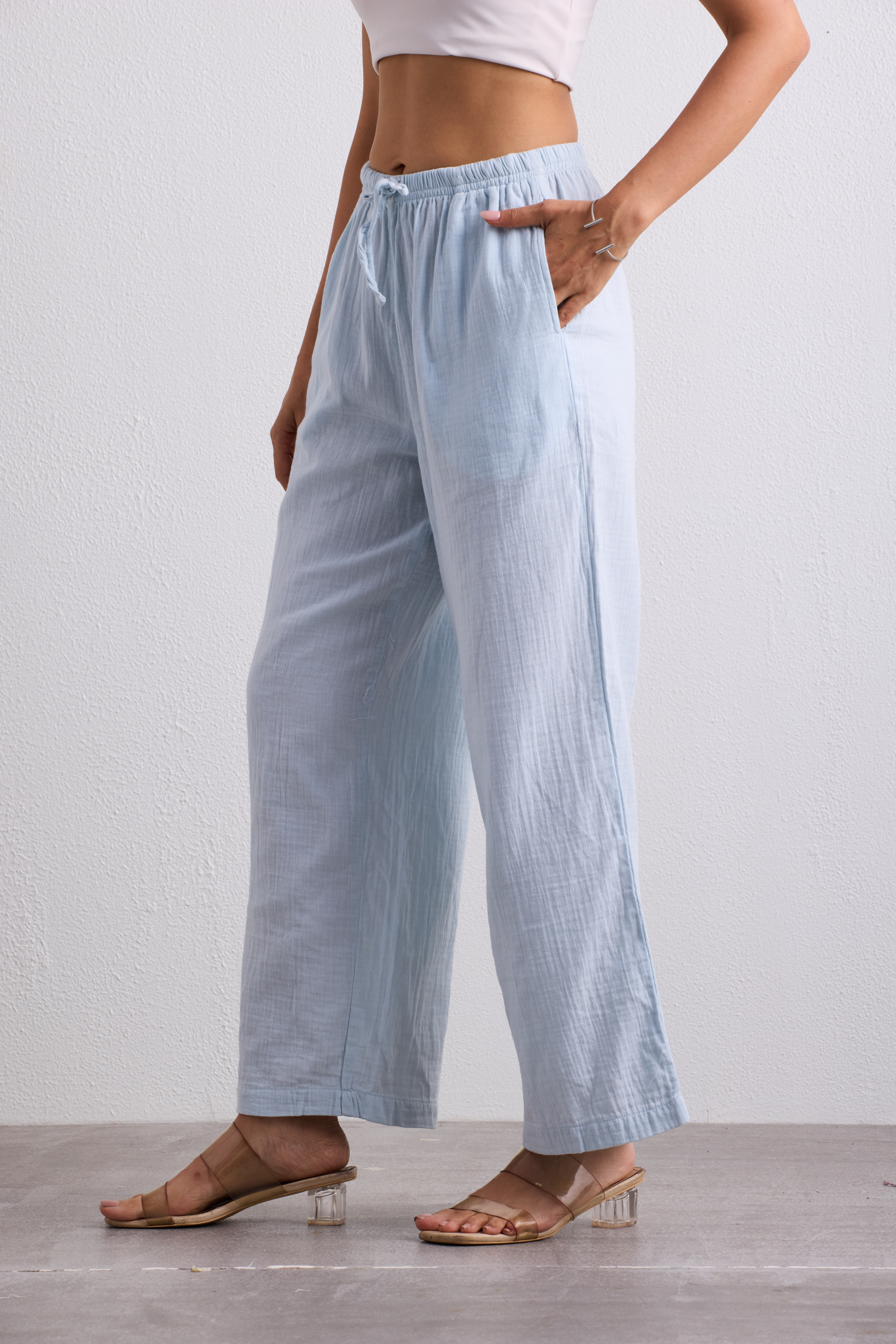 Double Cloth Textured Pant - Ice Blue