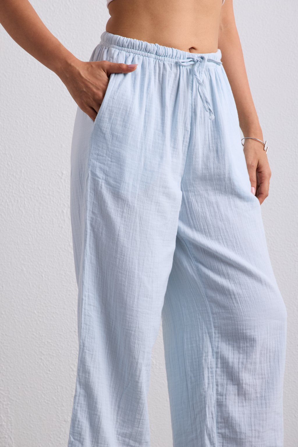 Double Cloth Textured Pant - Ice Blue