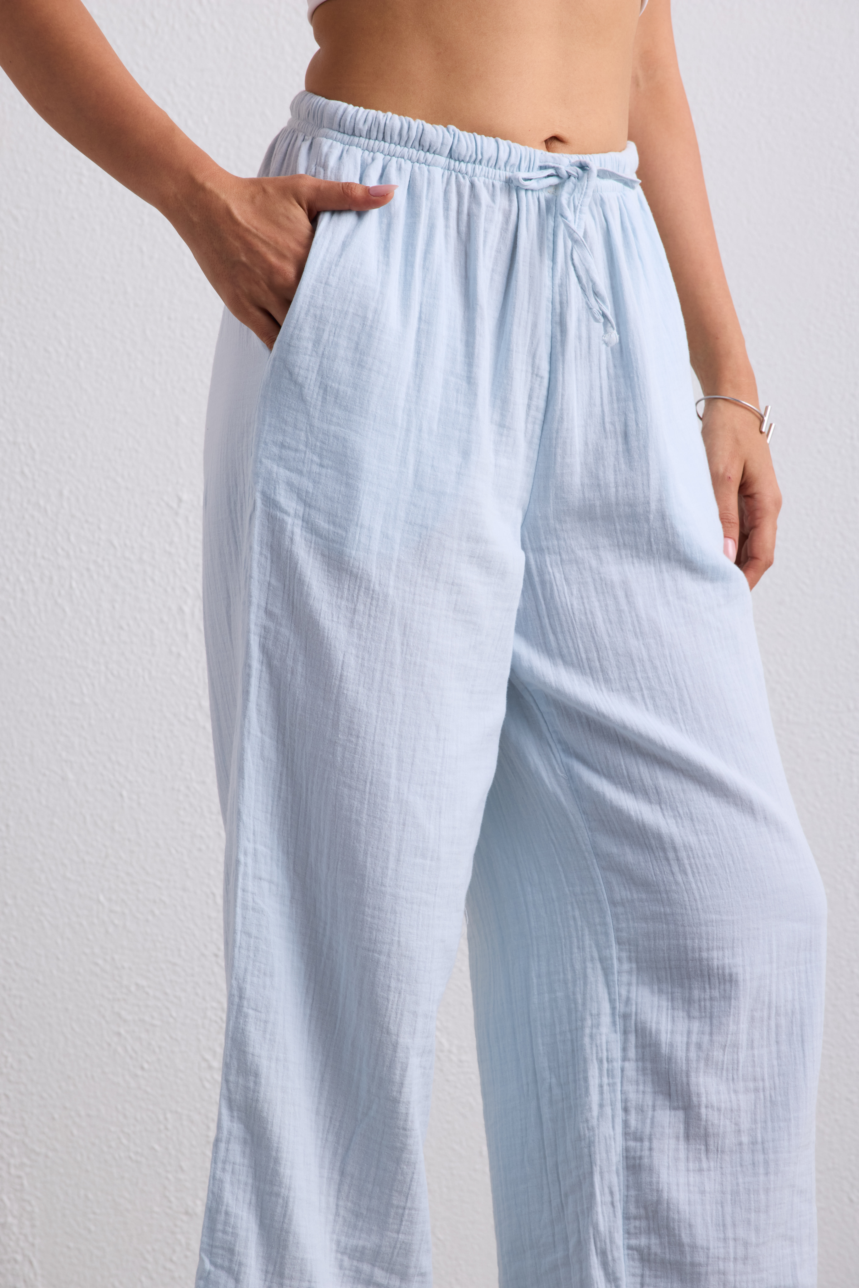 Double Cloth Textured Pant - Ice Blue