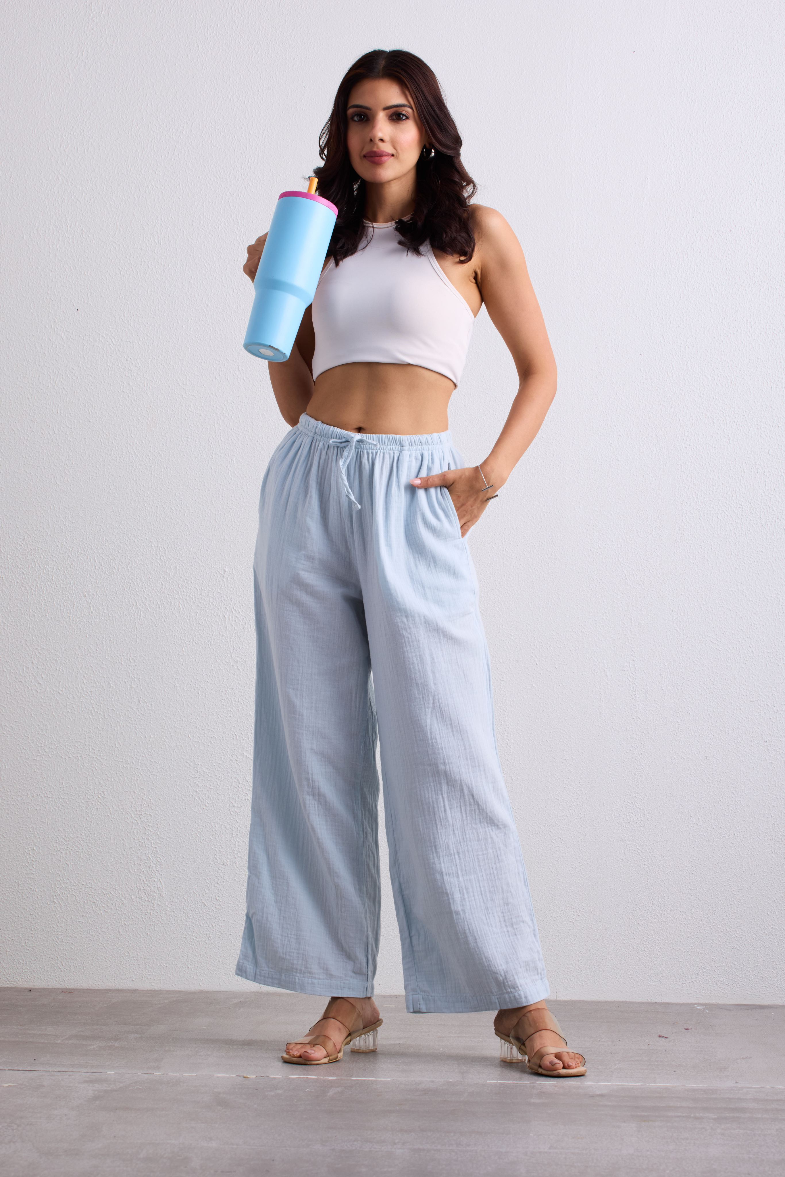 Double Cloth Textured Pant - Ice Blue