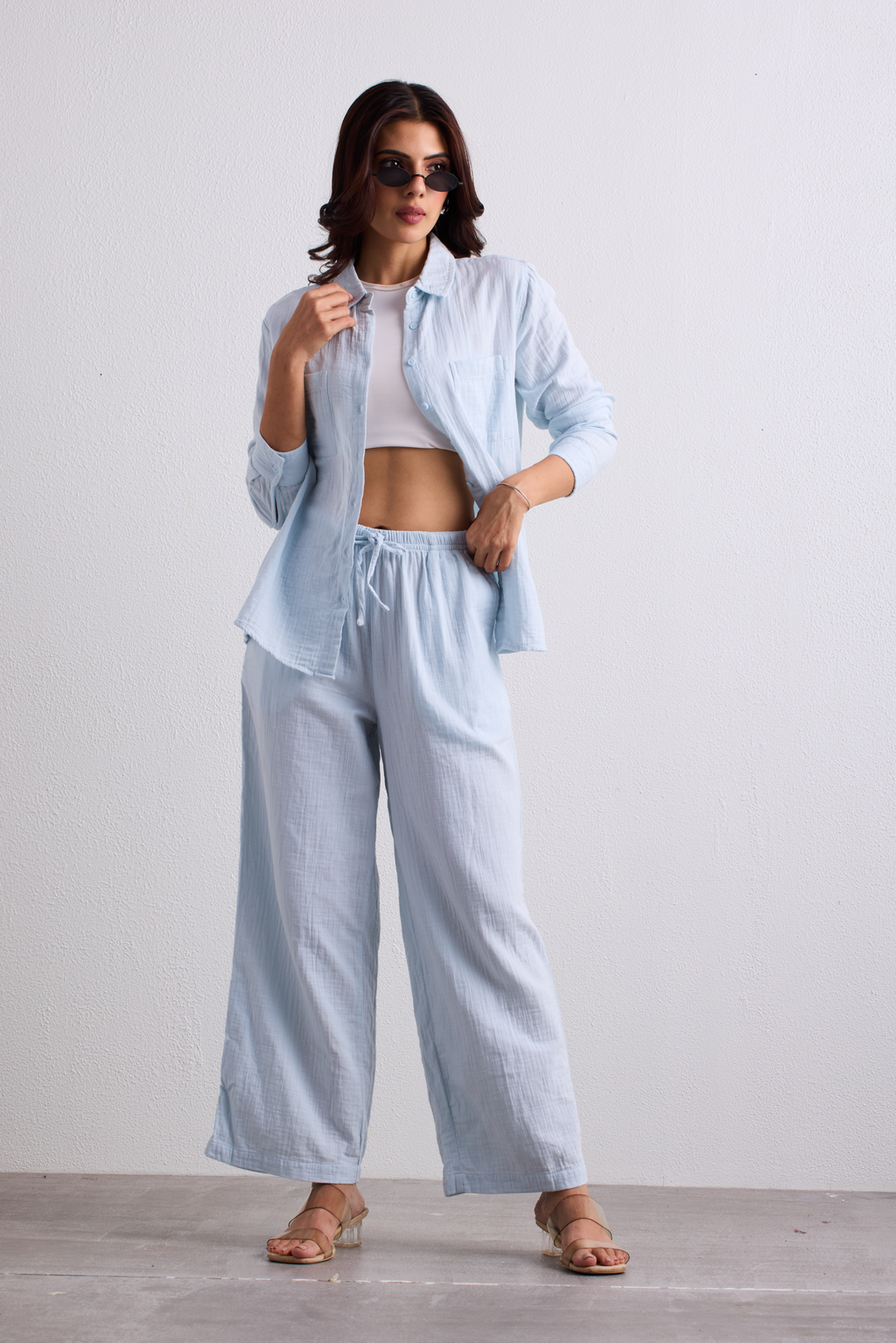 Double Cloth Textured Shirt - Ice Blue
