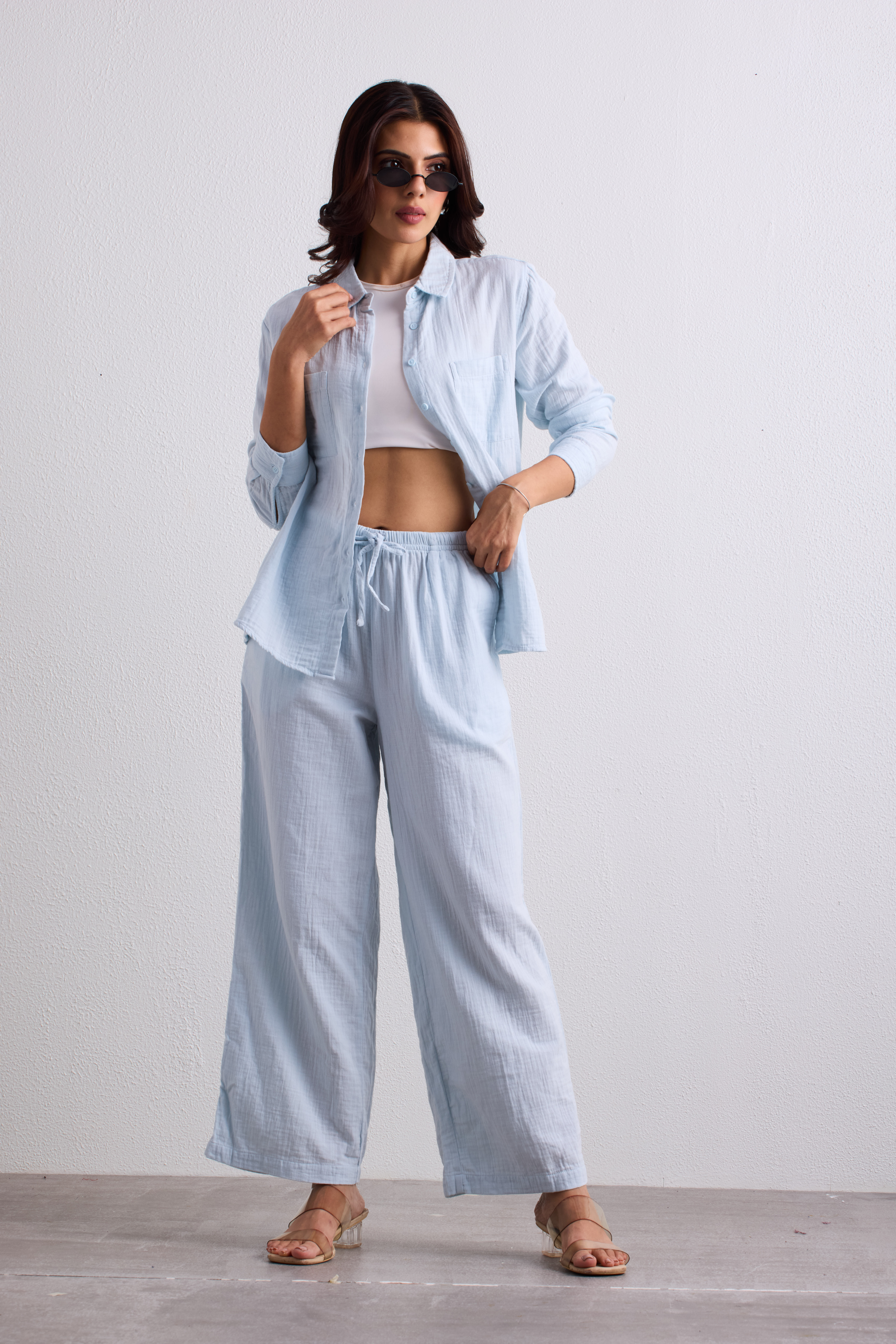Double Cloth Textured Shirt - Ice Blue