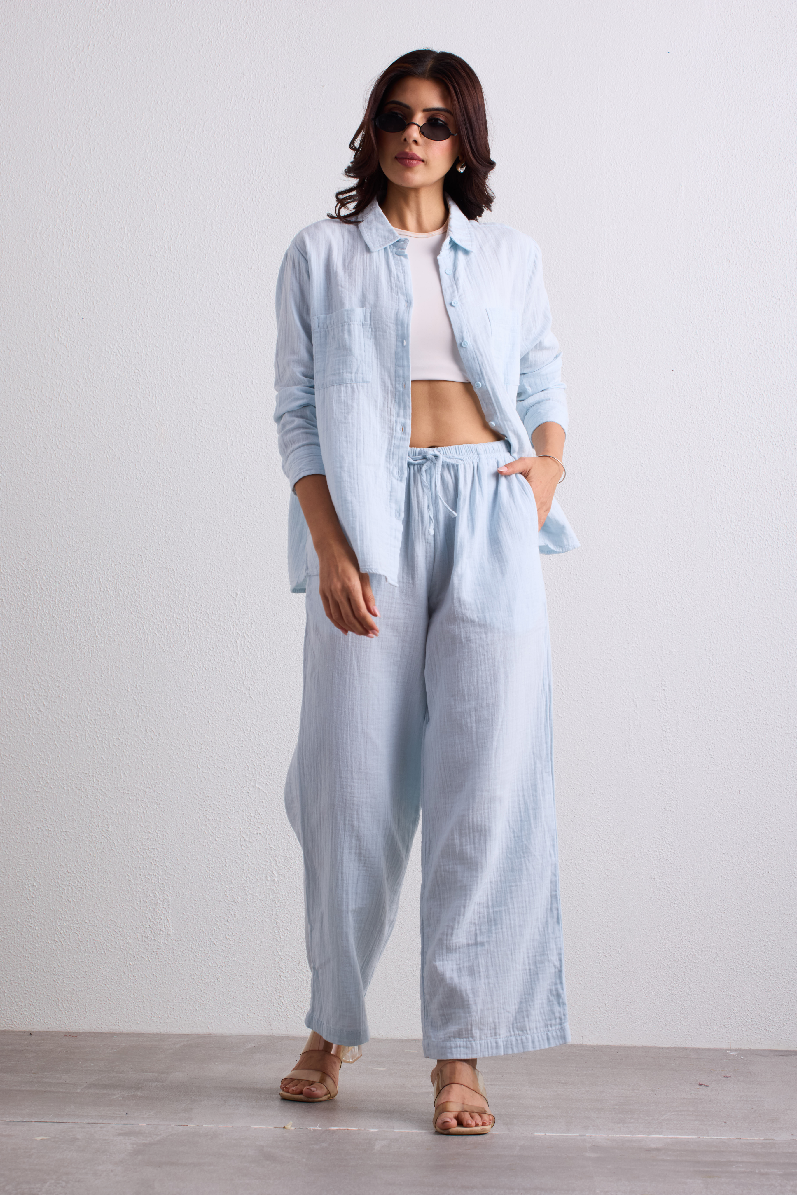 Double Cloth Textured Shirt - Ice Blue