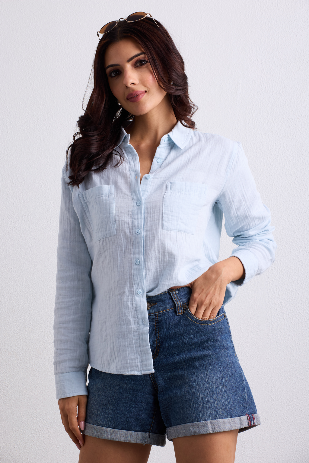 Double Cloth Textured Shirt - Ice Blue